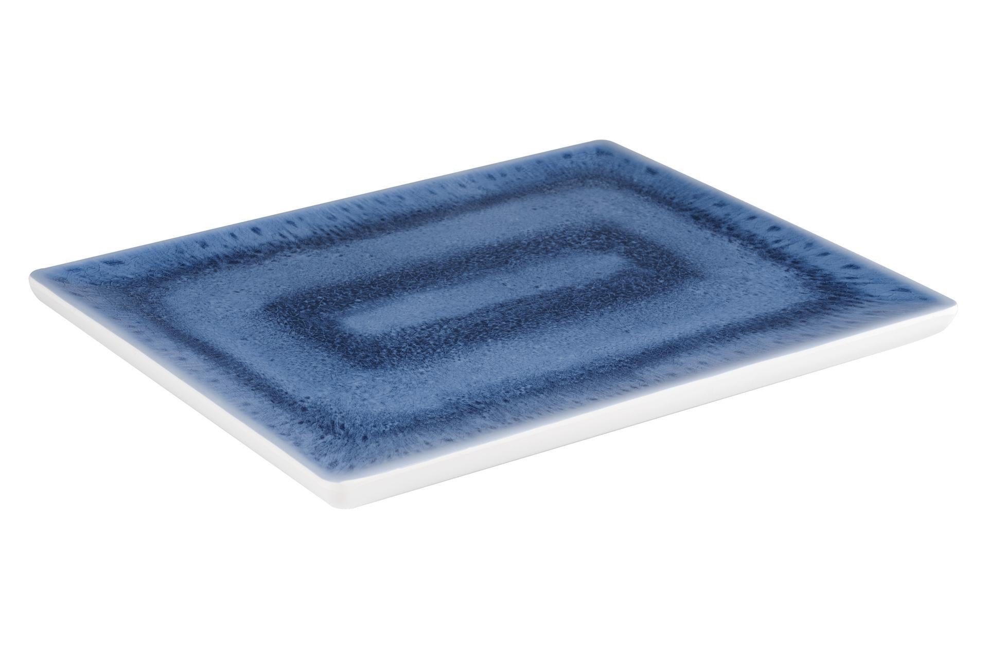APS Blue Ocean Vassoio In Melamina GN 1/2 - 32,5 x 26,5 cm Interno Blu Decorato Esterno Bianco