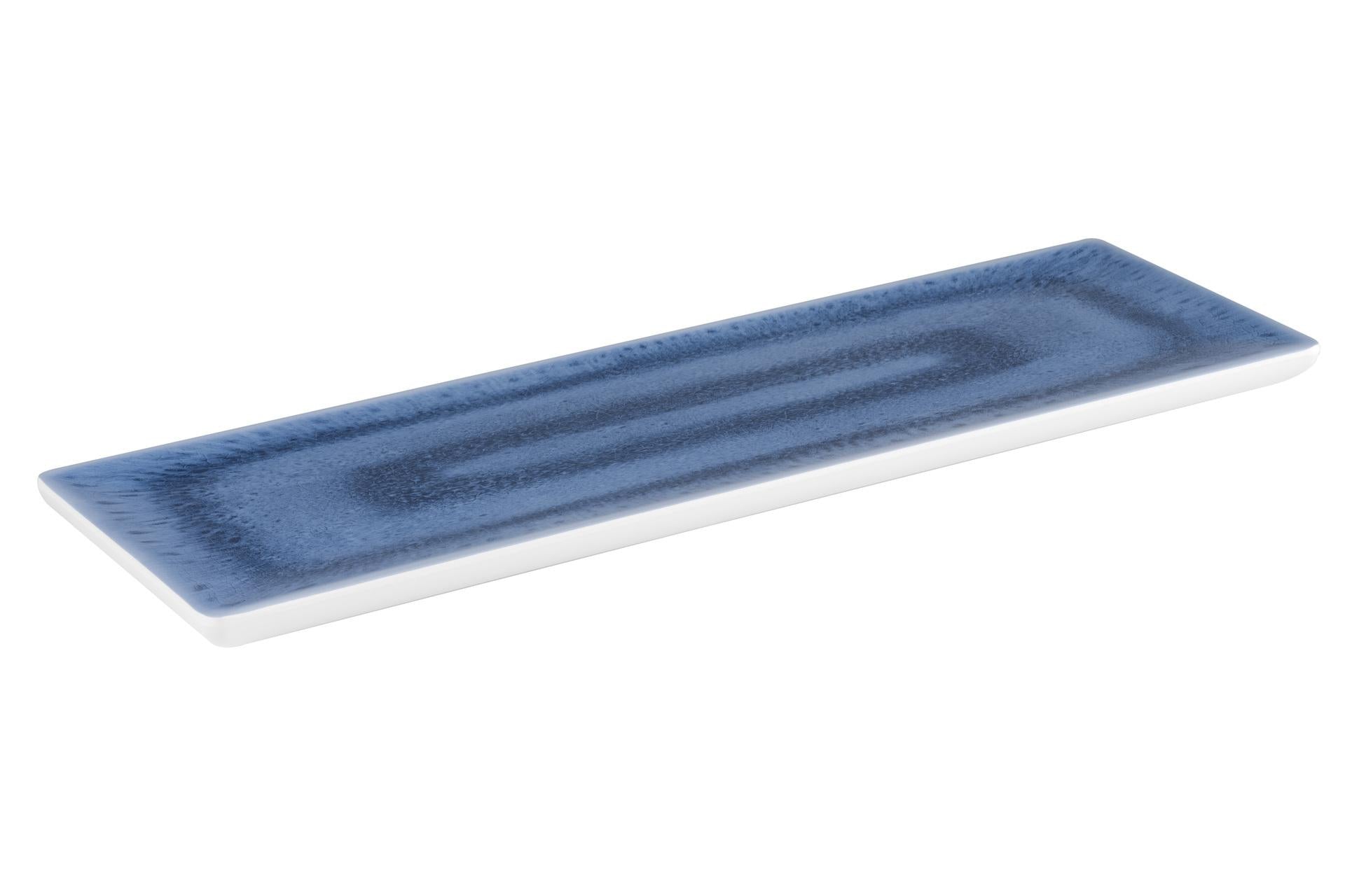 APS Blue Ocean Vassoio In Melamina GN 2.4 - 53 x 16.2 cm Interno Blu Decorato Esterno Bianco