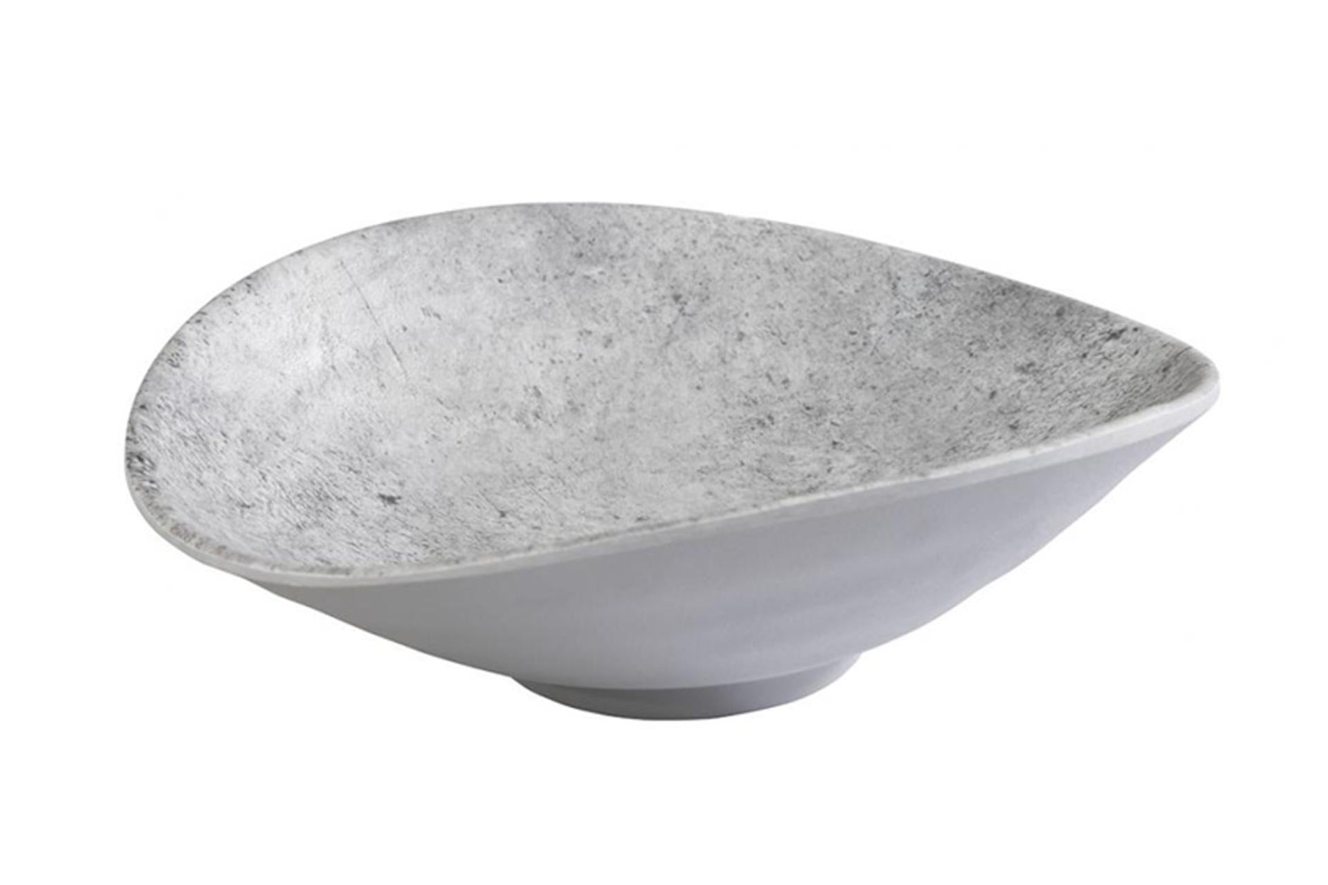 APS Element Ciotola H.5.5 cm - 17.5 x 15.5 cm In Melamina Grigio Aspetto Cemento Impilabile - Set 12 Pz