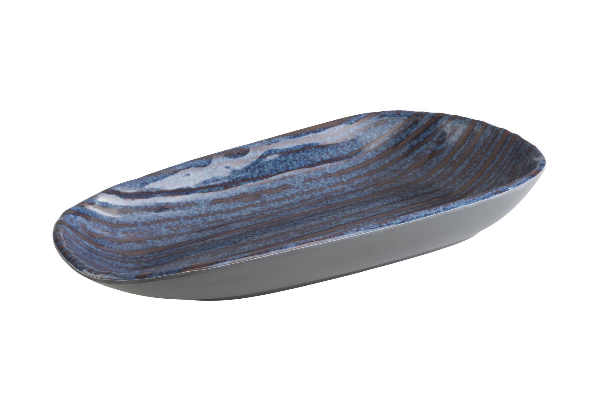 APS Loops Ciotola Ovale In Melamina Blu Decorata H.4 cm - 34 x 15.5 cm