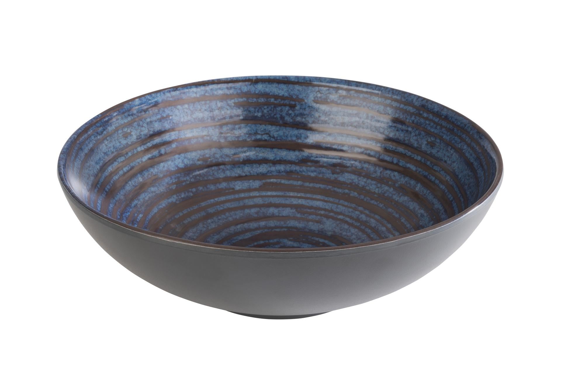 APS Loops Piatto Fondo Ø20.5 cm - H.6.5 cm In Melamina Blu Decorata