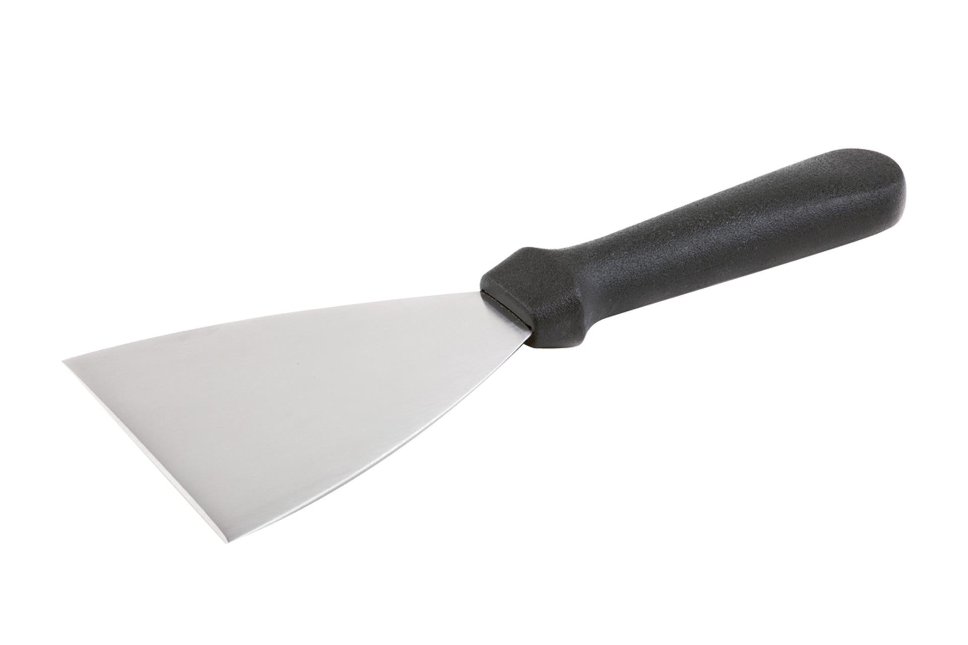 APS Spatola Triangolare Rigida 11x10 cm - Lunghezza Totale 25 cm In Acciaio Inox Con Manico Antiscivolo Nero