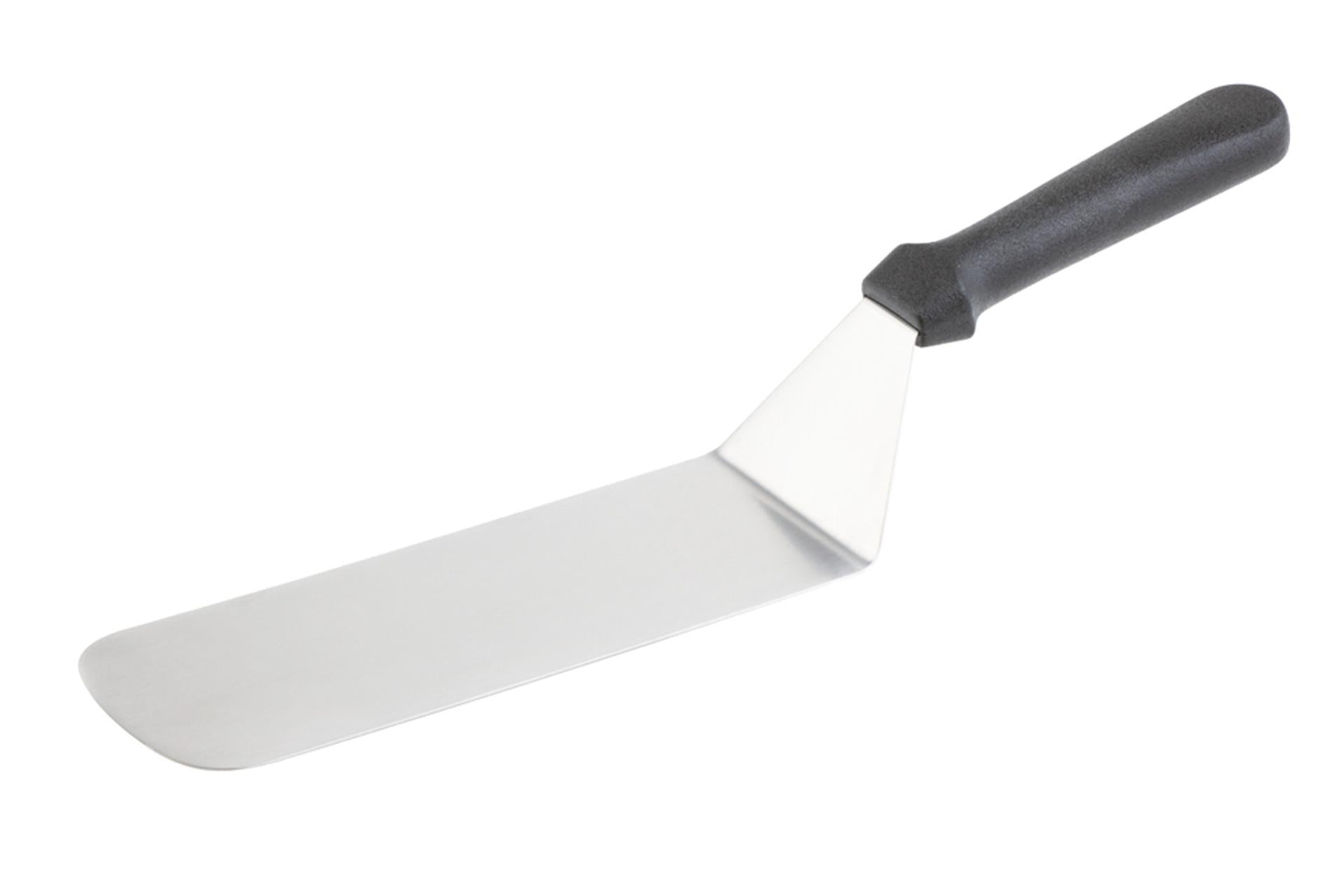 APS Spatola Hamburger Flessibile 24.5 x 7.5 cm - Lunghezza Totale 37.5 cm In Acciaio Inox Con Manico Antiscivolo Nero