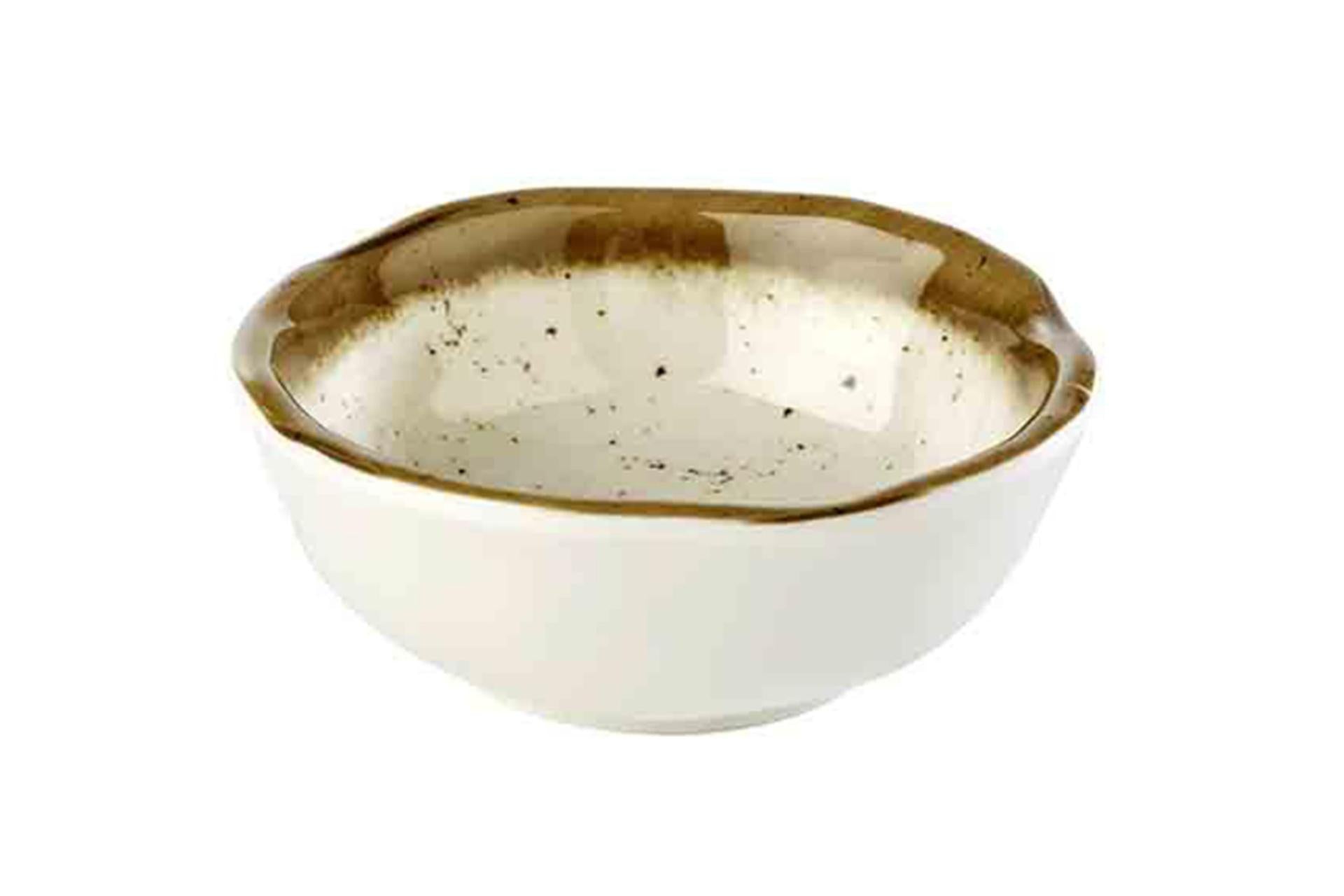 APS Stone Art Coppetta In Melamina Effetto Puntinato Ø8 cm - H.3 cm Con Bordo Marrone - Set 12 Pz