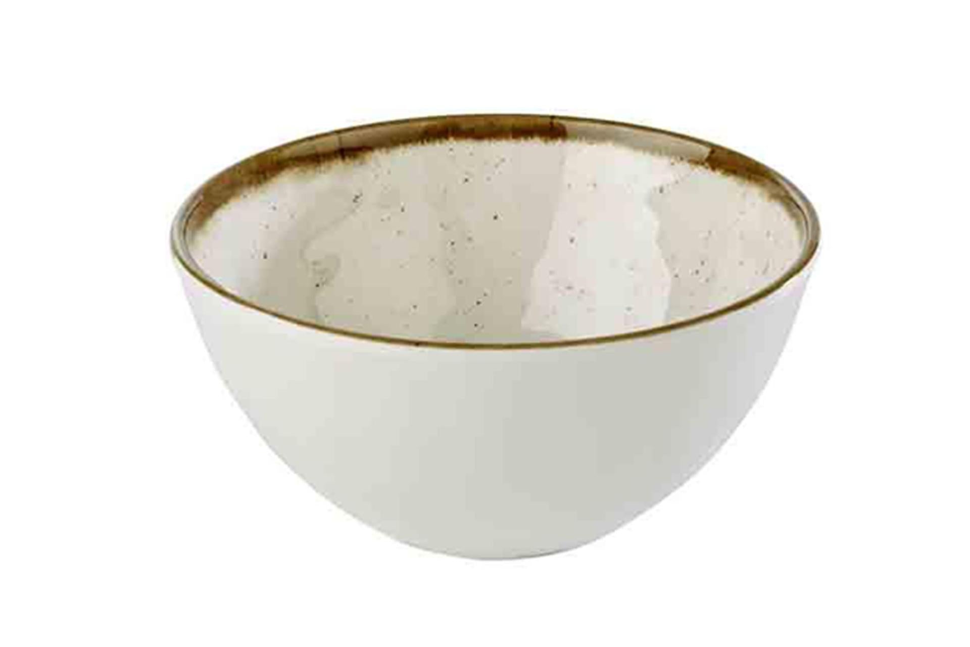 APS Stone Art Insalatiera Melamina Effetto Puntinato Ø15 cm - H.7.5 cm Con Bordo Marrone - Set 6 Pz