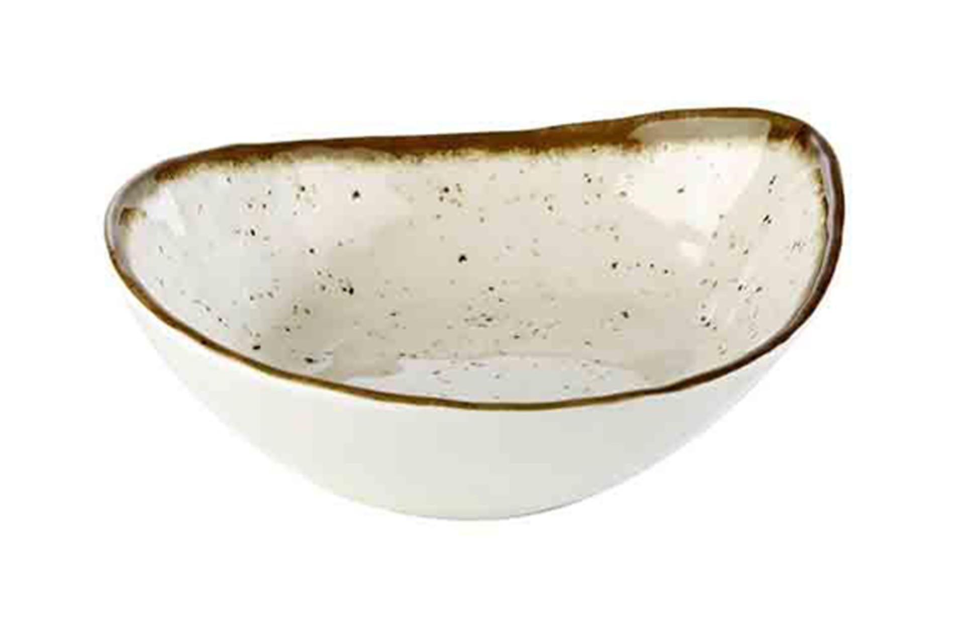 APS Stone Art Insalatiera In Melamina Effetto Puntinato Con Bordo Marrone - 23 x 19 x H.6.5 cm