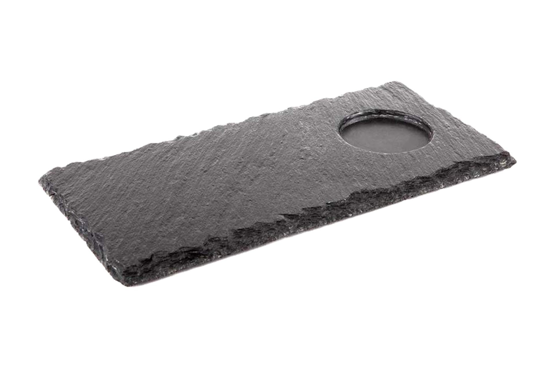 APS Vassoio In Ardesia Naturale 25 x 12 cm - Spessore 6-9 mm Con Foro Ø6 cm