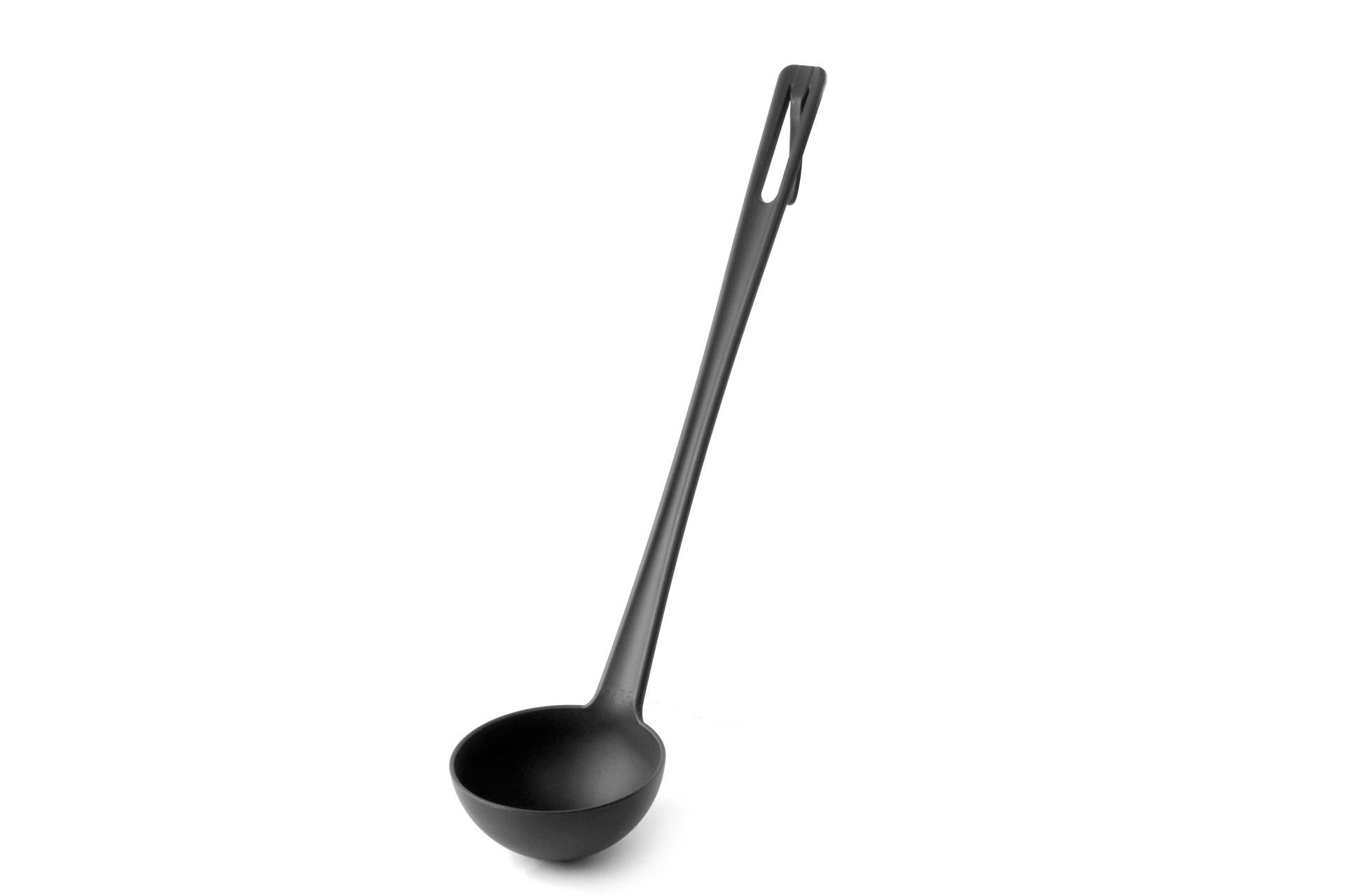 Import Professional Horeca Pro Mestolo XL 35 cl - 12 x 50 cm In Nylon Nero Resistente Alle Alte Temperature