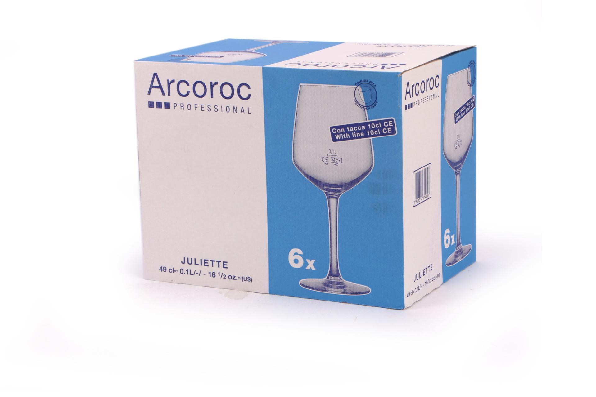 Arcoroc Juliette Set 6 Calici Vino Con Tacca - 10 cl e 50 cl - Set 6 Pz 3