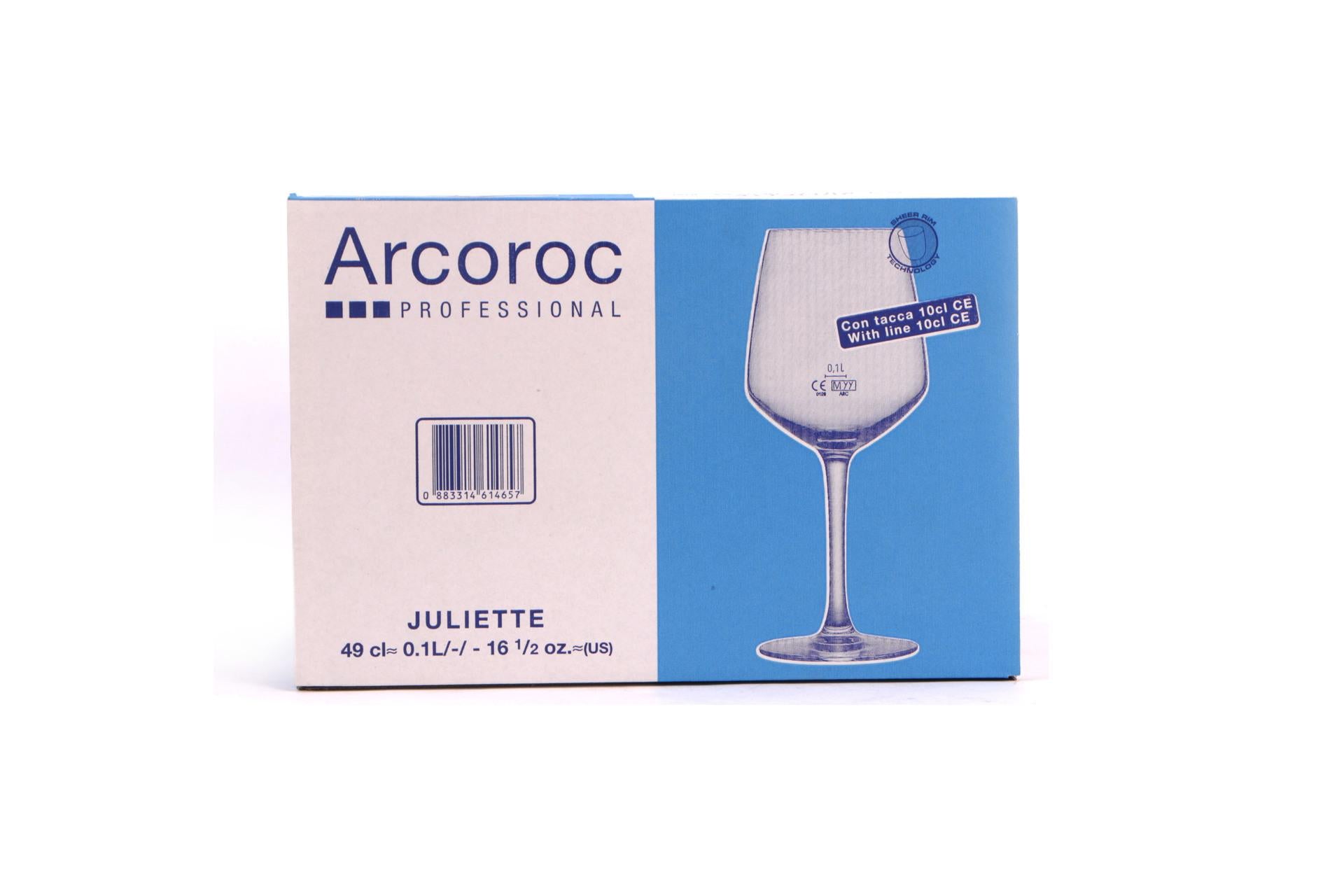 Arcoroc Juliette Set 6 Calici Vino Con Tacca - 10 cl e 50 cl - Set 6 Pz 6