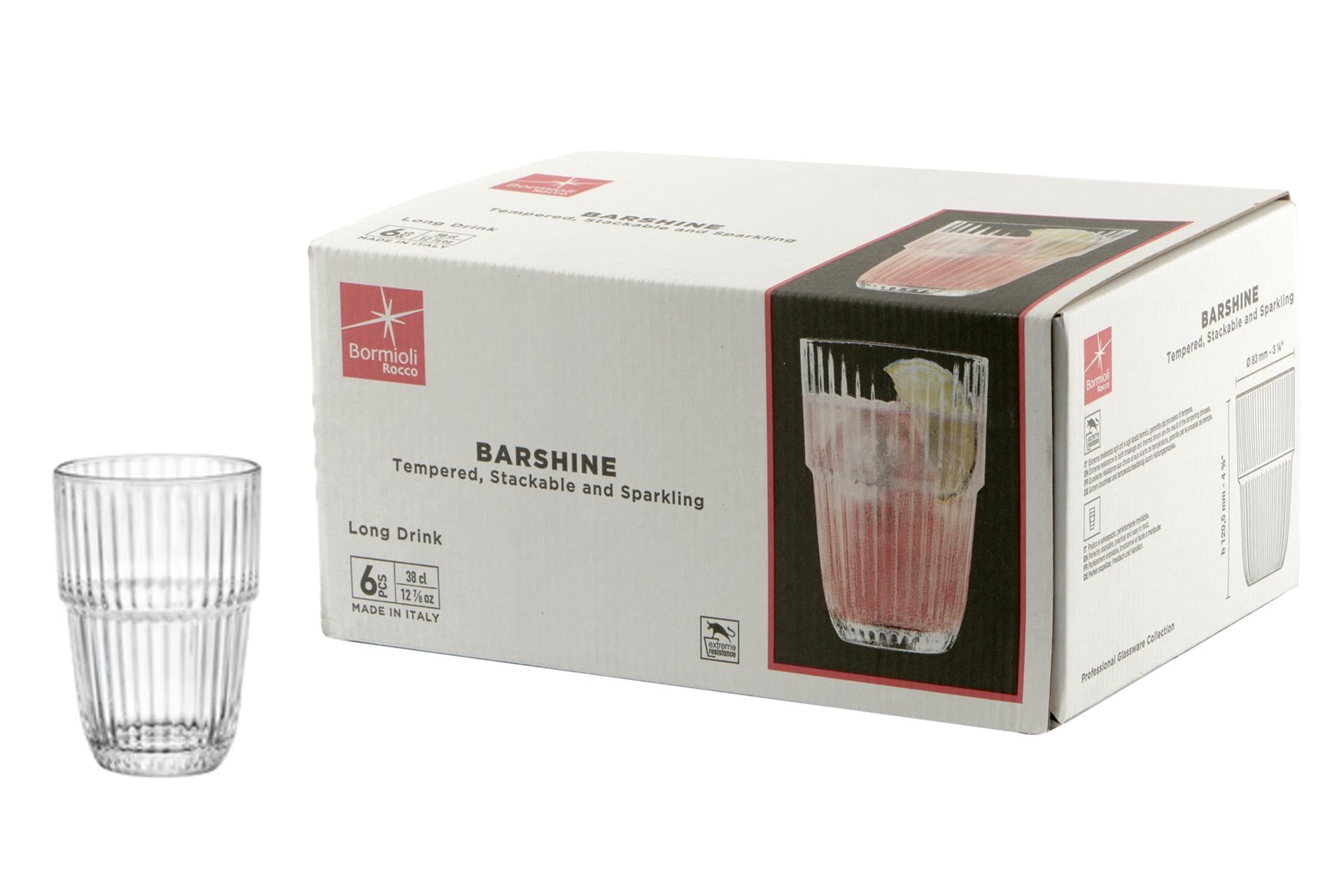 Bormioli Rocco Barshine Set 6 Bicchieri Long Drink 38 cl - Temperato e Impilabile - Set 6 Pz 3