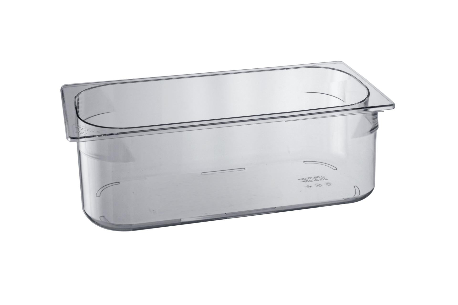 Mori2A Bacinella Gelato Trasparente H.12 cm - 36 x 16.5 cm In Policarbonato per Gelaterie