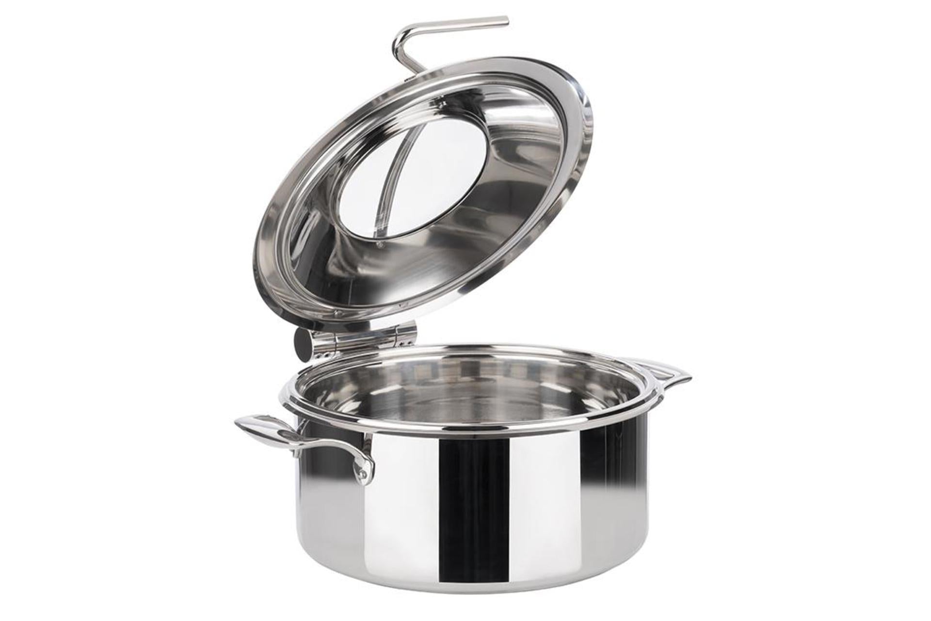 APS Chafing Dish Scaldavivande In Acciaio Inox - Pentola 8L e Bacinella 4L Con Coperchio In Vetro, Ø30.5 cm H.17.5 cm Adatto per Induzione 2