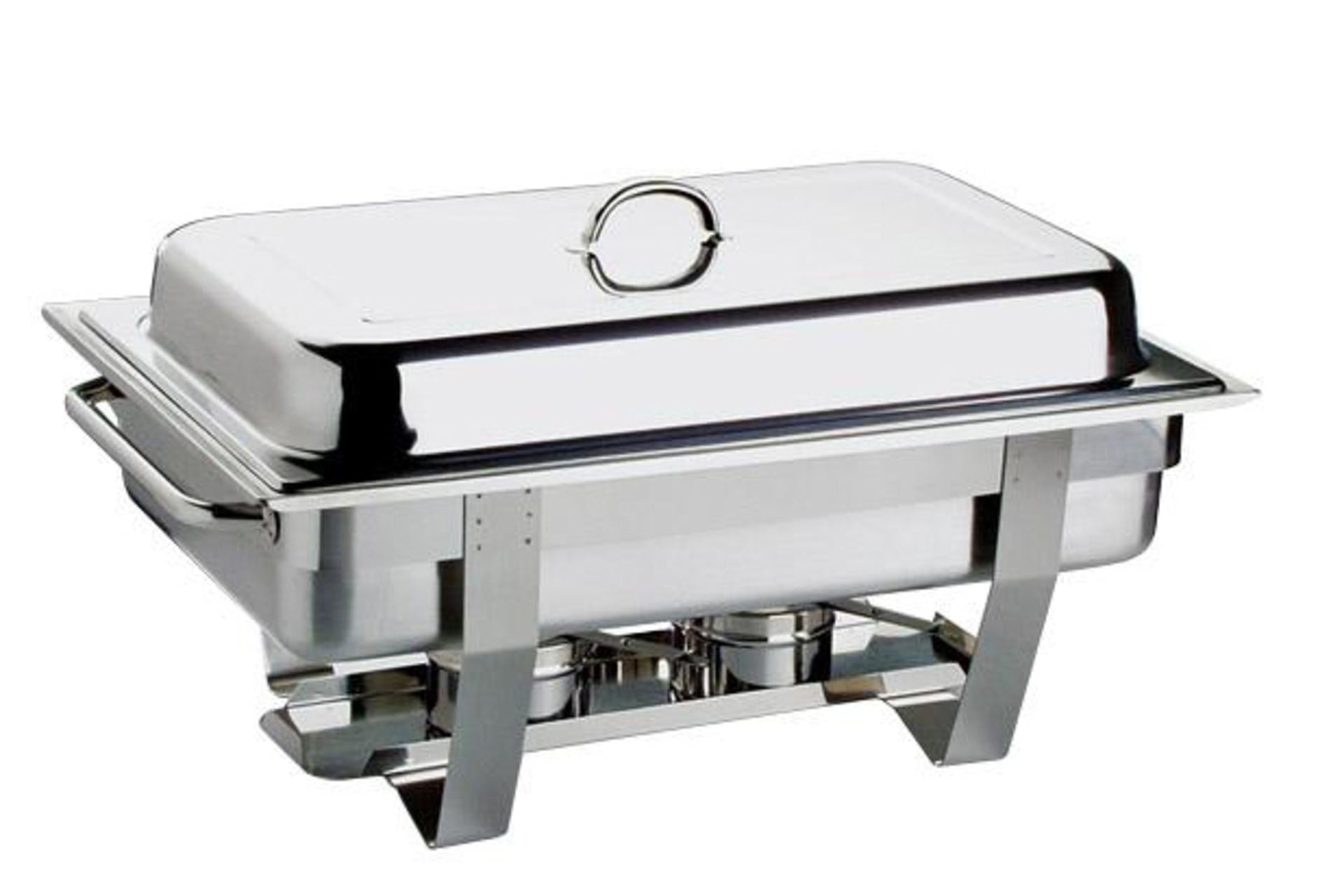 APS Chafing Dish Inox GN 1/1 - 61 x 31 x H.30 cm Con 2 Mantenitori di Calore e Coperchio Con Maniglia, 9 Litri In Acciaio Inox Lucido
