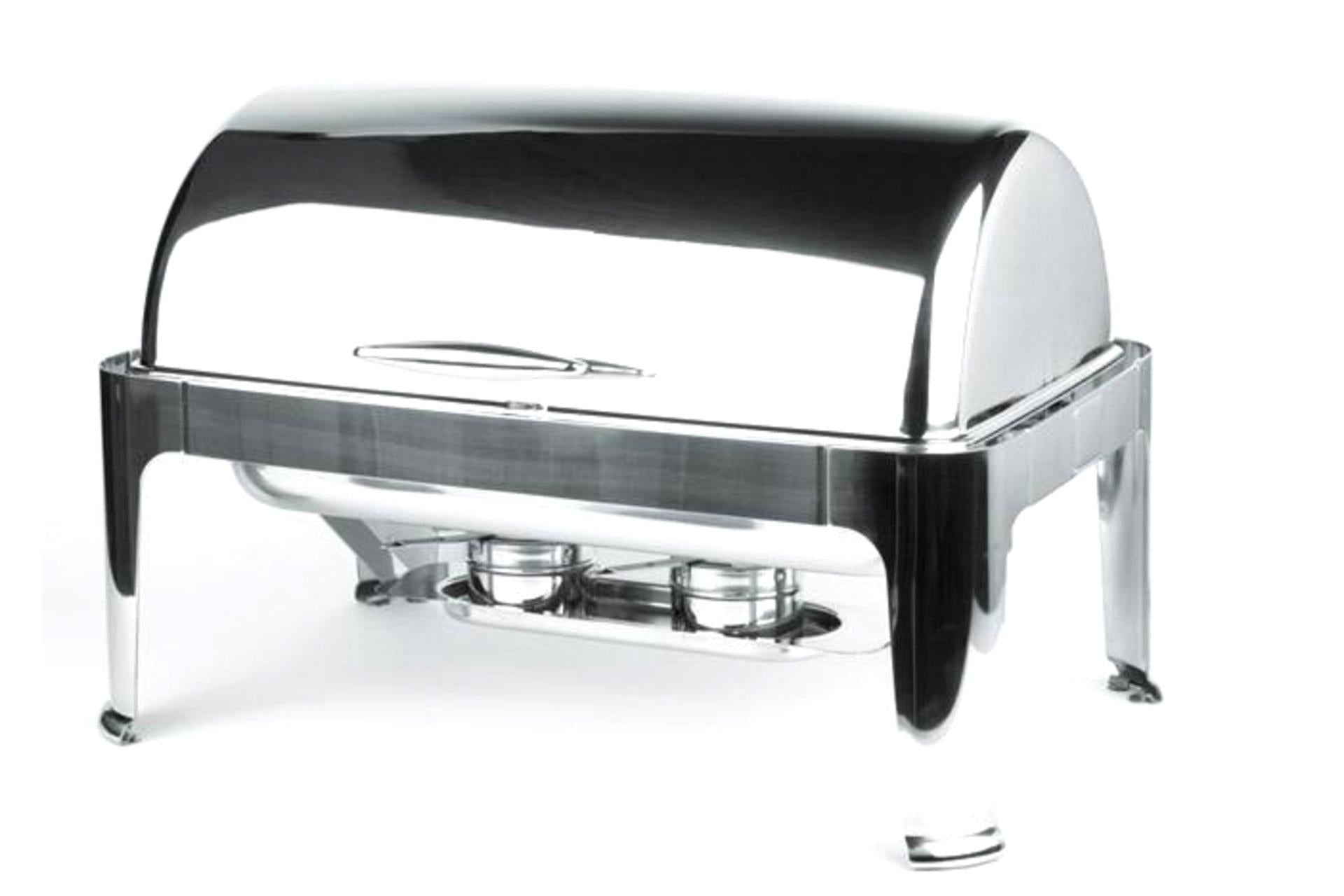 APS Chafing Dish Rolltop 9L - 67 x 47 x H45 cm In Acciaio Lucido Con Coperchio Roll Top e 2 Supporti Bruciatori