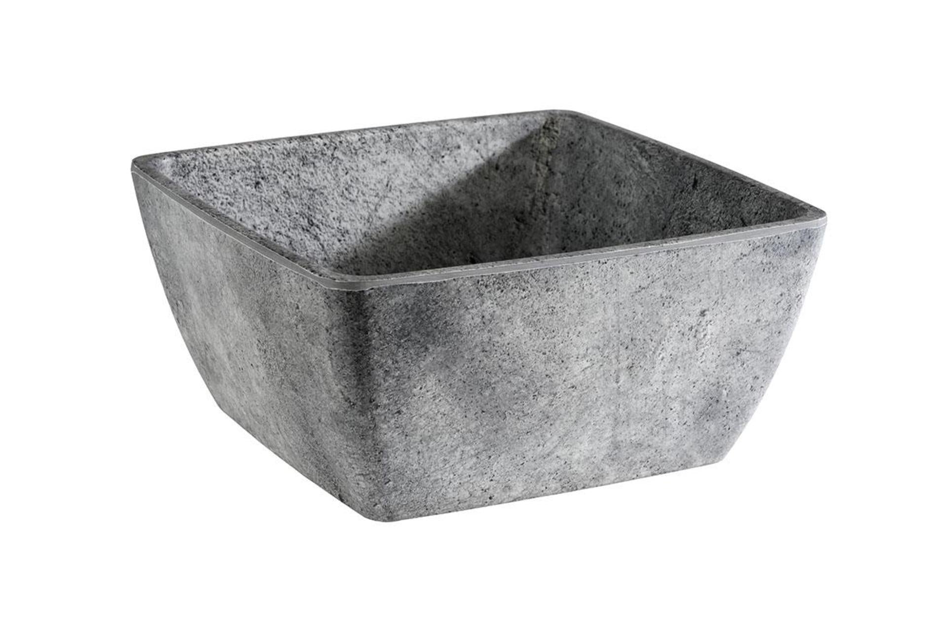 APS Element Ciotola Quadrata 19 x 19 cm - H.9 cm In Melamina Effetto Cemento Impilabile