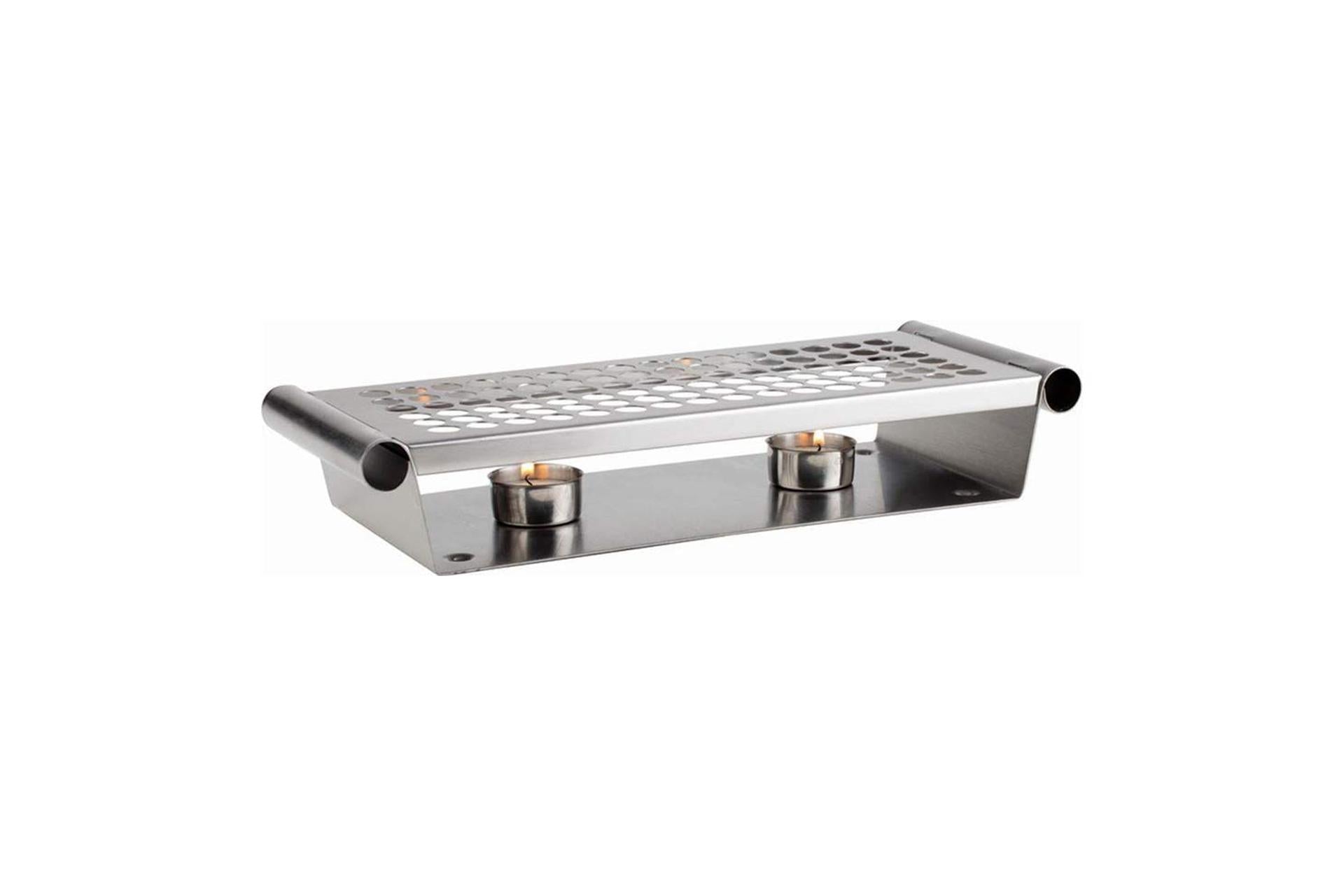 APS Scaldavivande Polifunzionale Da Buffet In Acciaio Inox H.6 cm - 34 x 13 cm Con 2 Tealight