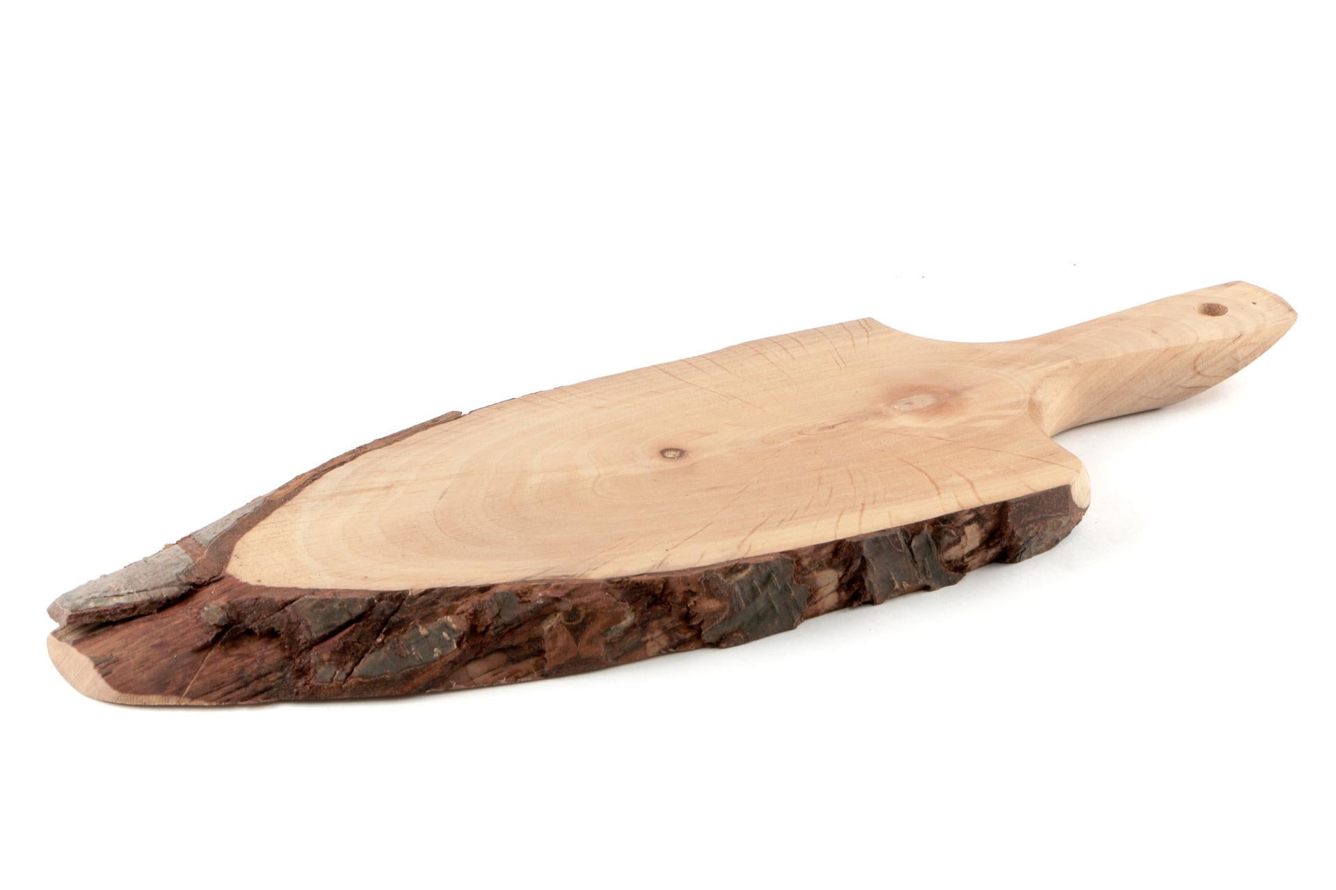Panetta HorecaProfessional Tagliere Corteccia Ovale Con Manico 40-45x12-14 cm In Legno di Ontano Made in Italy