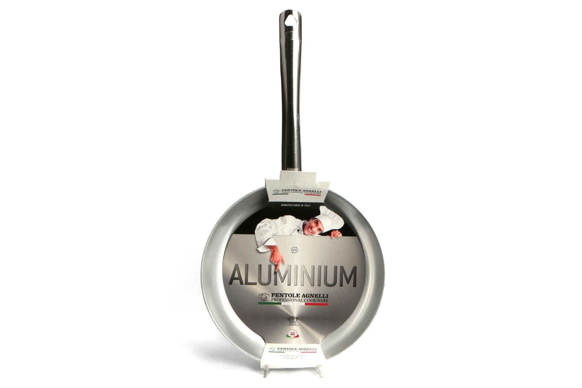 Agnelli Padella Svasata Bassa Ø40 cm - H.6 cm In Alluminio 3mm Con Manico Tubolare In Acciaio Inox