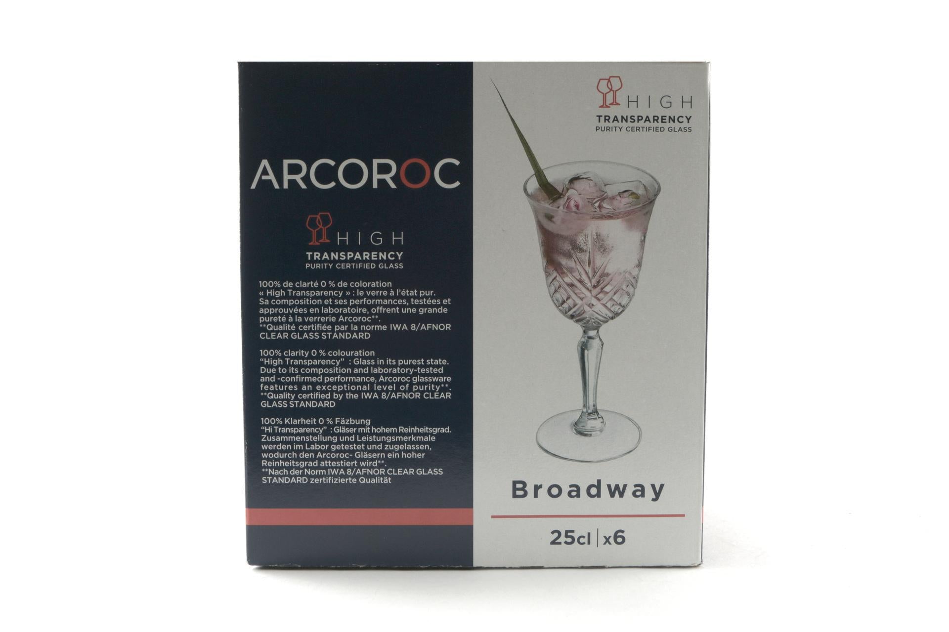 Arcoroc Broadway Calice Vino-Cocktail 25 cl - Vetro Trasparente Resistente - Set 6 Pz 5