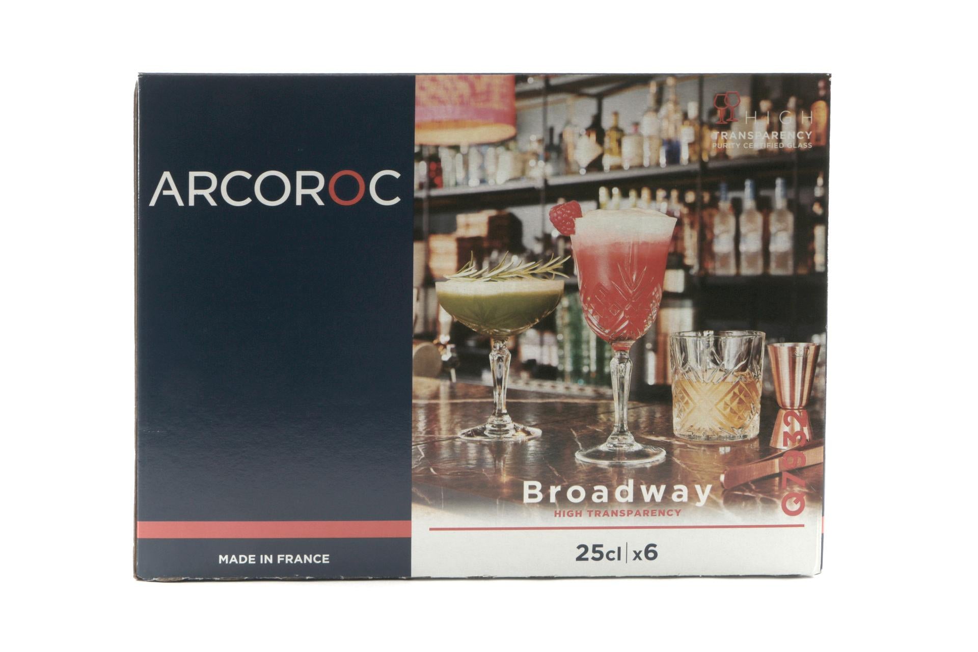 Arcoroc Broadway Calice Vino-Cocktail 25 cl - Vetro Trasparente Resistente - Set 6 Pz 7