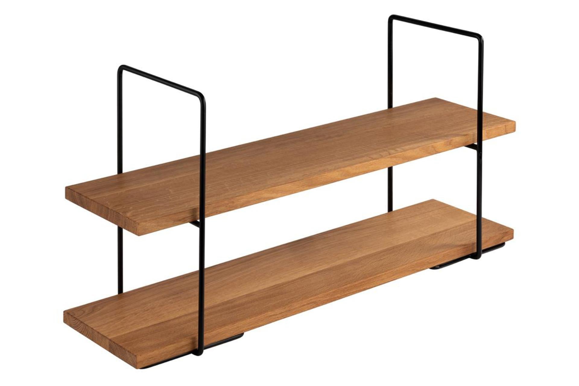 APS Perfecto Large Set - 2 Supporti Metallo e PVC Nero 23x19 H.40.5 cm e 2 Vassoi Rovere Oliato 80x20 H.2 cm