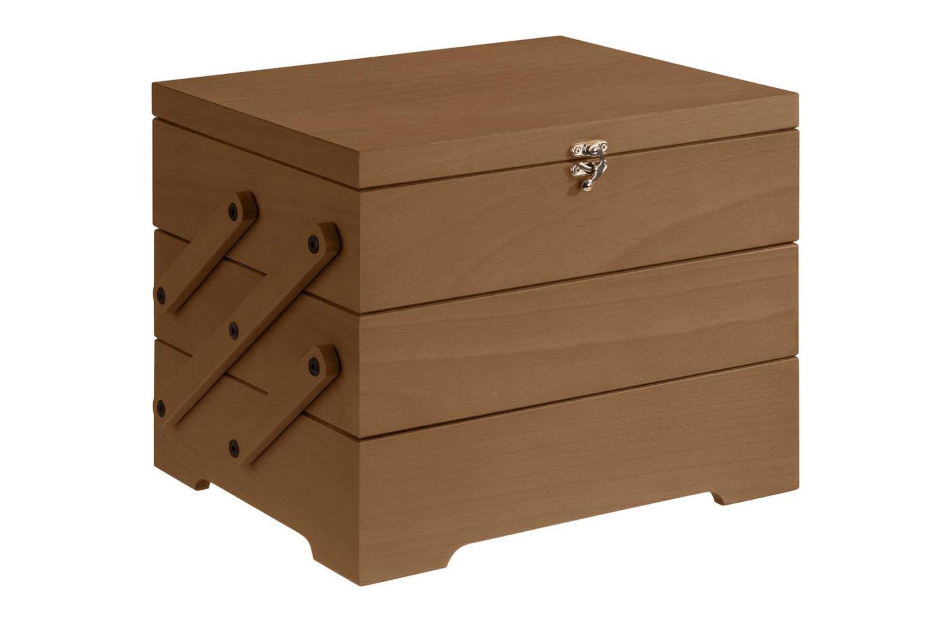 APS Buffet Box Cestino Espositore Colazione In Legno di Rovere Scuro Oliato - 36 x 29 x H28 cm Con 3 Scomparti GN 1/2