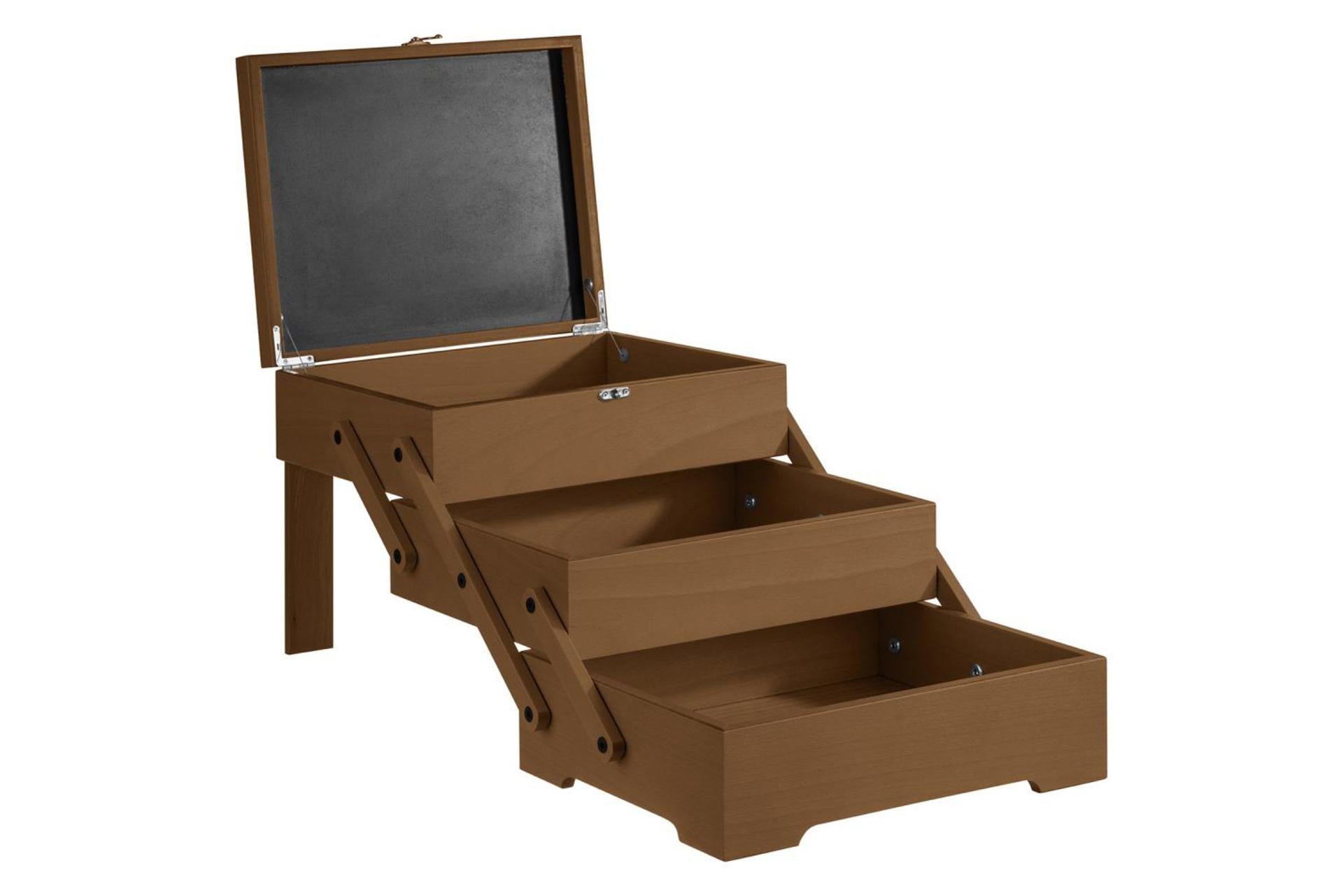 APS Buffet Box Cestino Espositore Colazione In Legno di Rovere Scuro Oliato - 36 x 29 x H28 cm Con 3 Scomparti GN 1/2 3