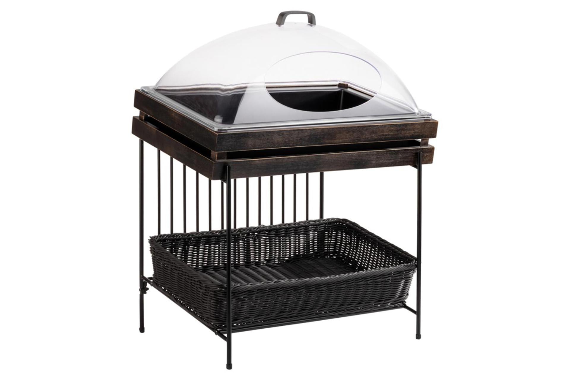 APS Alzata per Buffet GN 1/1 In Metallo Nero - 49 x 38.5 cm H.48 cm Con Piedini Antiscivolo