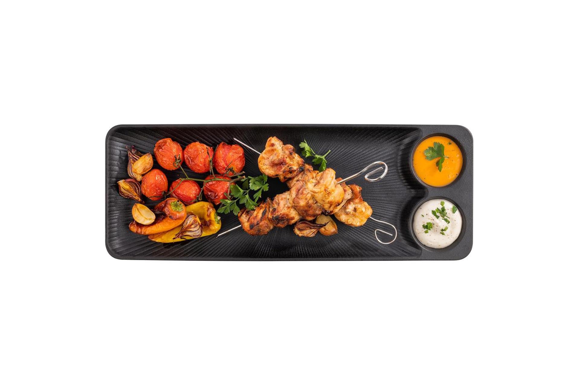 APS Vassoio Rettangolare In Melamina 41 x 15 cm Nero Con 2 Incavi - Resistente al Calore e Lavabile in Lavastoviglie 3