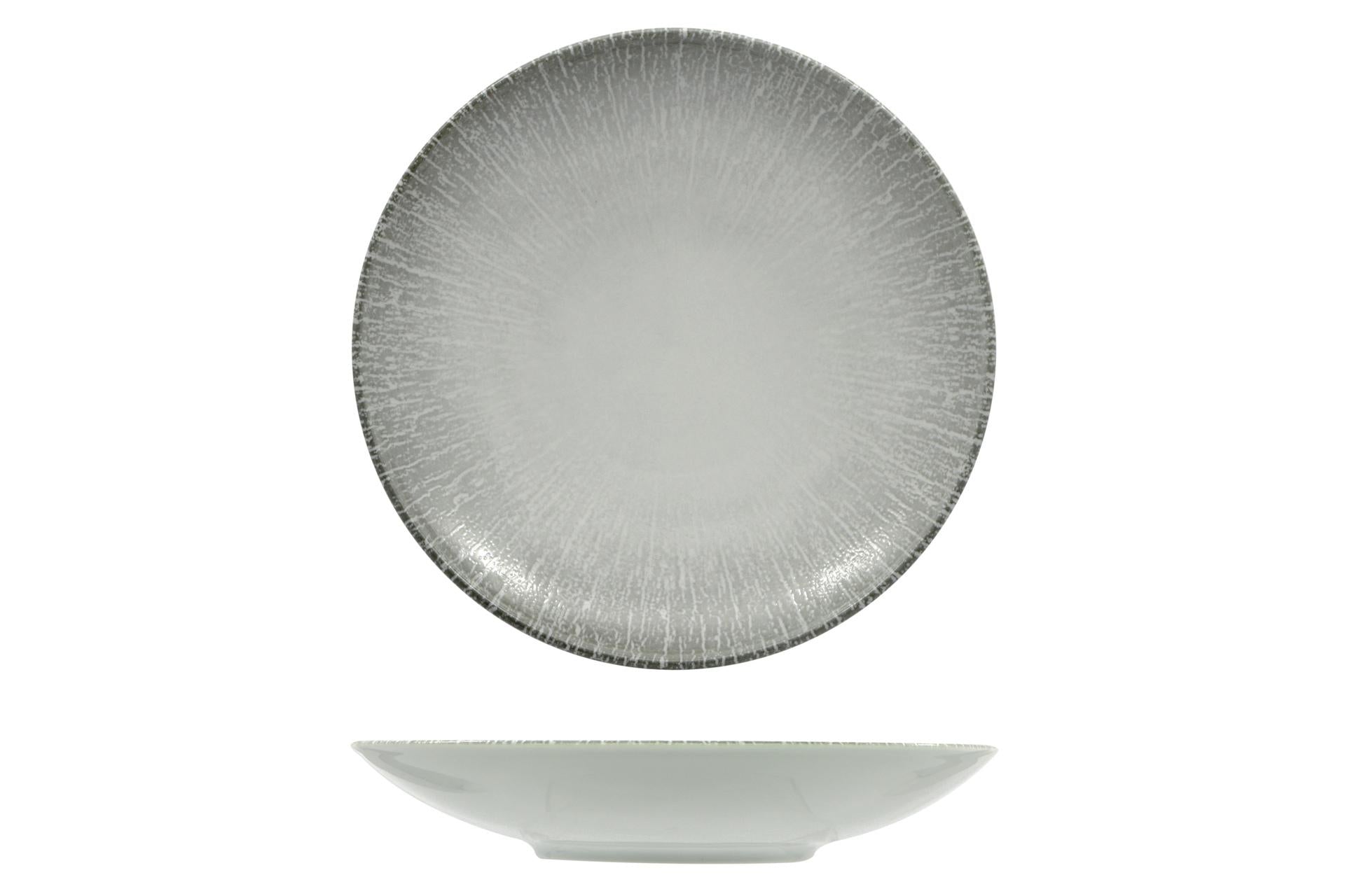 Lubiana Radius Pasta Bowl Rita Ø30 cm In Porcellana Decorata - Linea Moderna Tonalità Grigie - Set 6 Pz