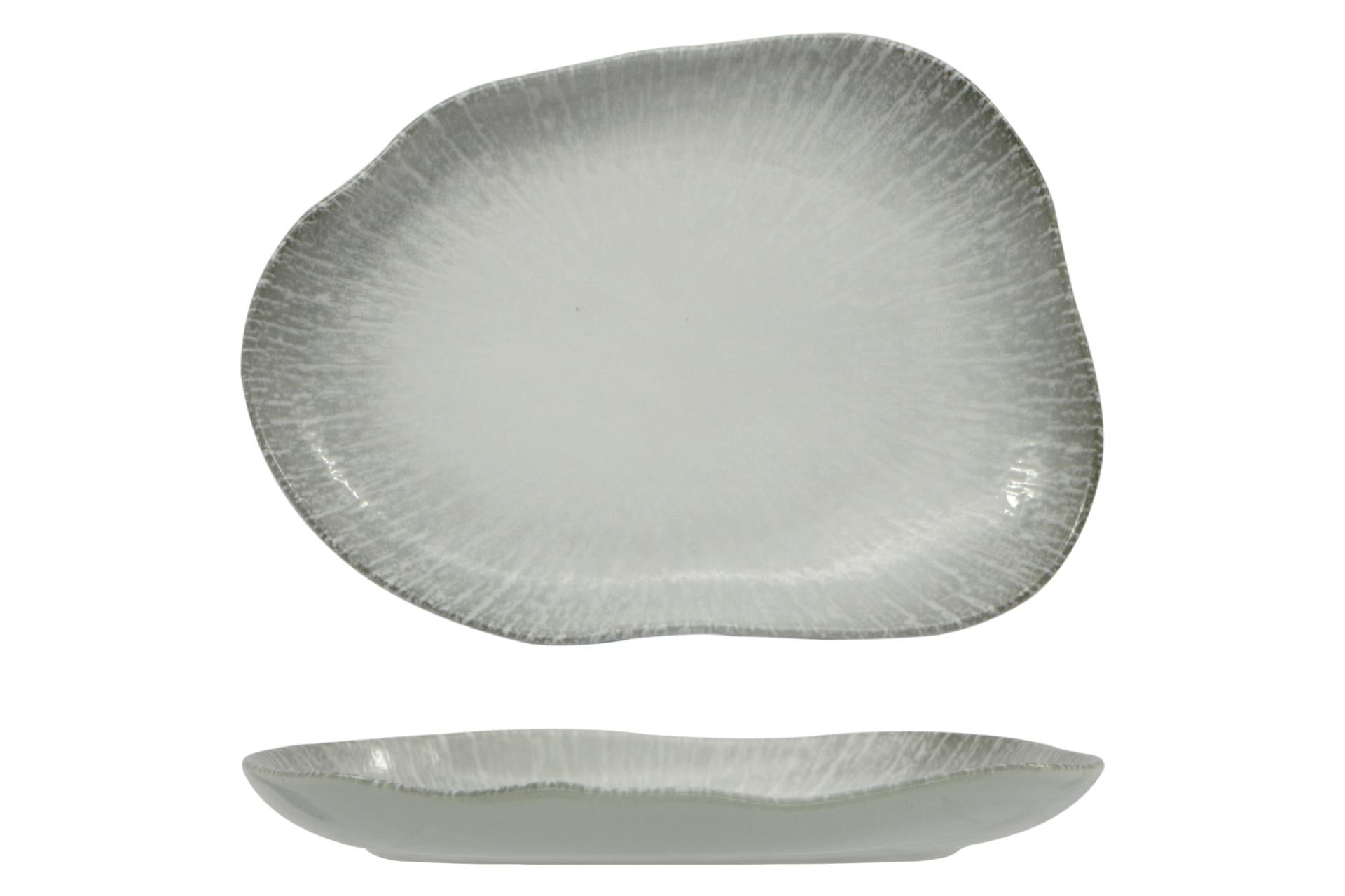 Lubiana Radius Piatto Piano Organic Ø17 cm In Porcellana Decorata - Tonalità Grigie - Set 6 Pz