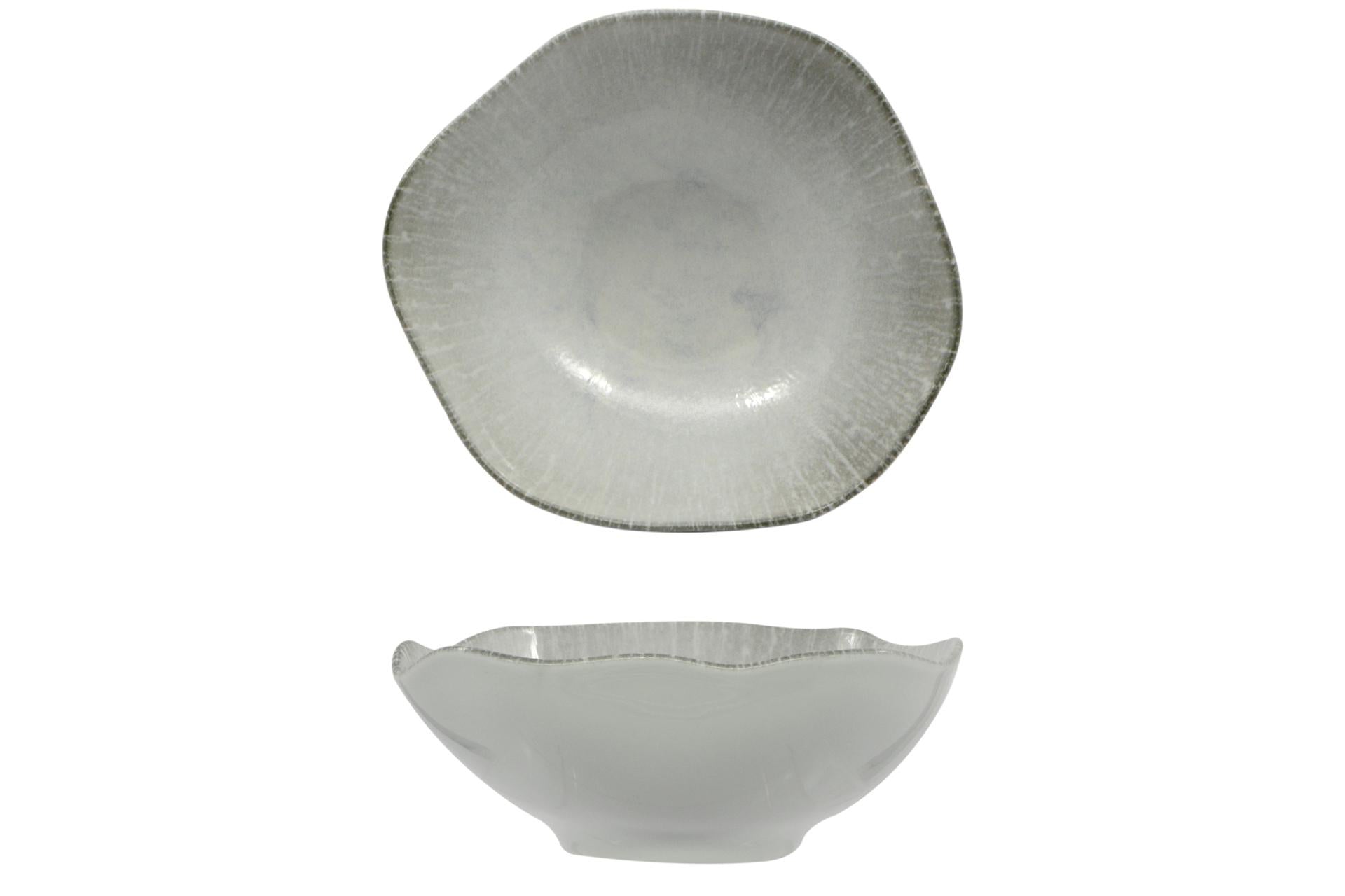 Lubiana Radius Insalatiera Ø18 cm In Porcellana Decorata - Linea Moderna Tonalità Grigie - Set 6 Pz