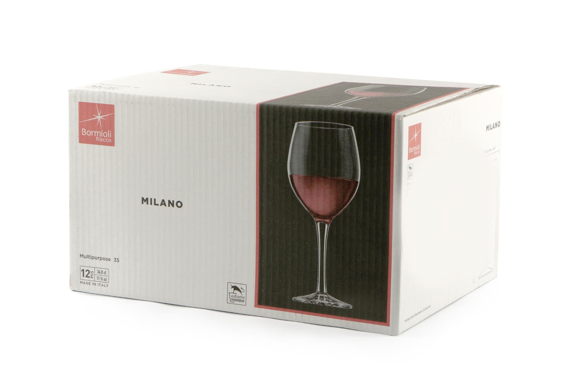 Bormioli Rocco Milano Set 12 Calici Multiuso 34.8 cl - Vetro Temperato H.18.85 cm - Set 12 Pz 3