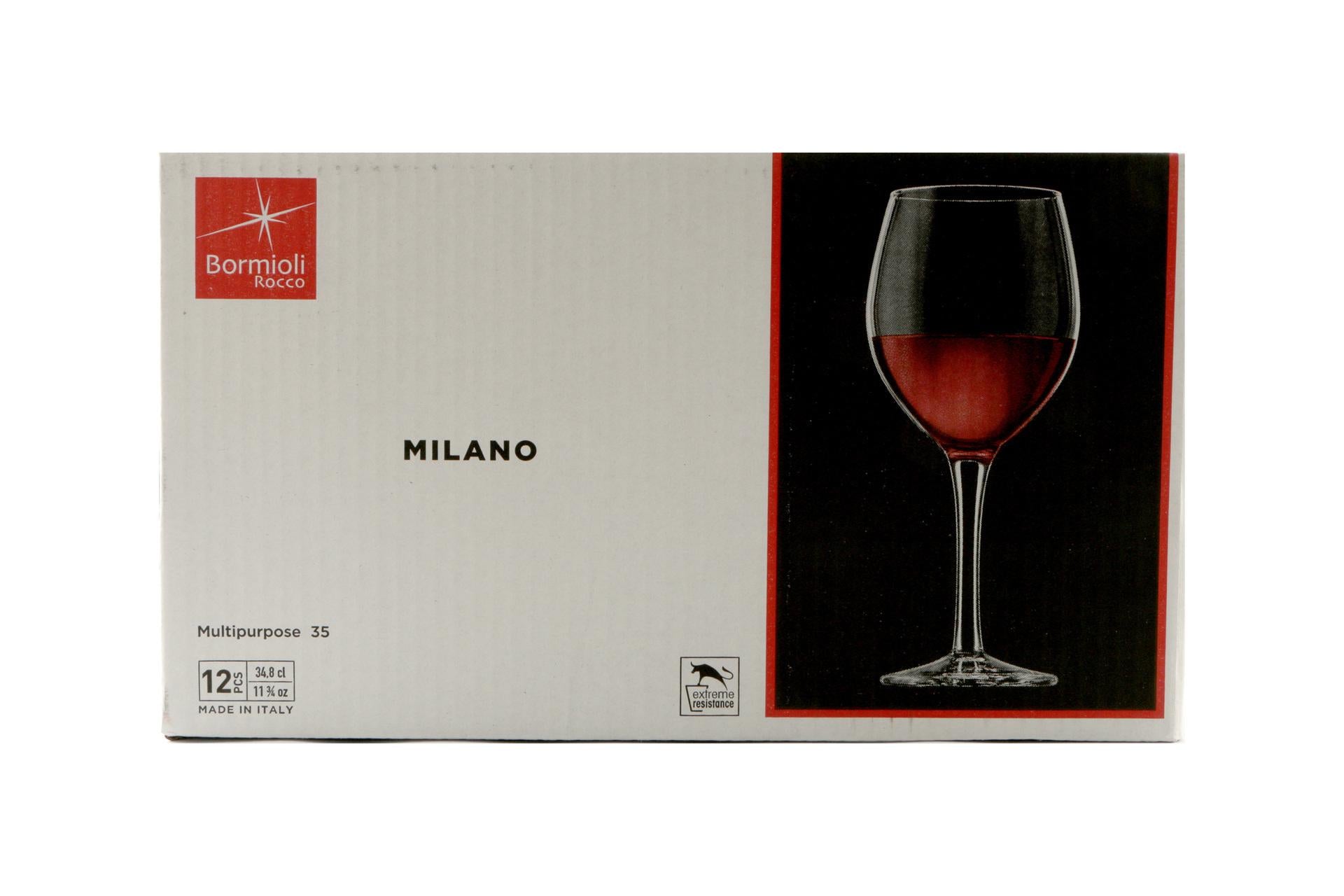 Bormioli Rocco Milano Set 12 Calici Multiuso 34.8 cl - Vetro Temperato H.18.85 cm - Set 12 Pz 4