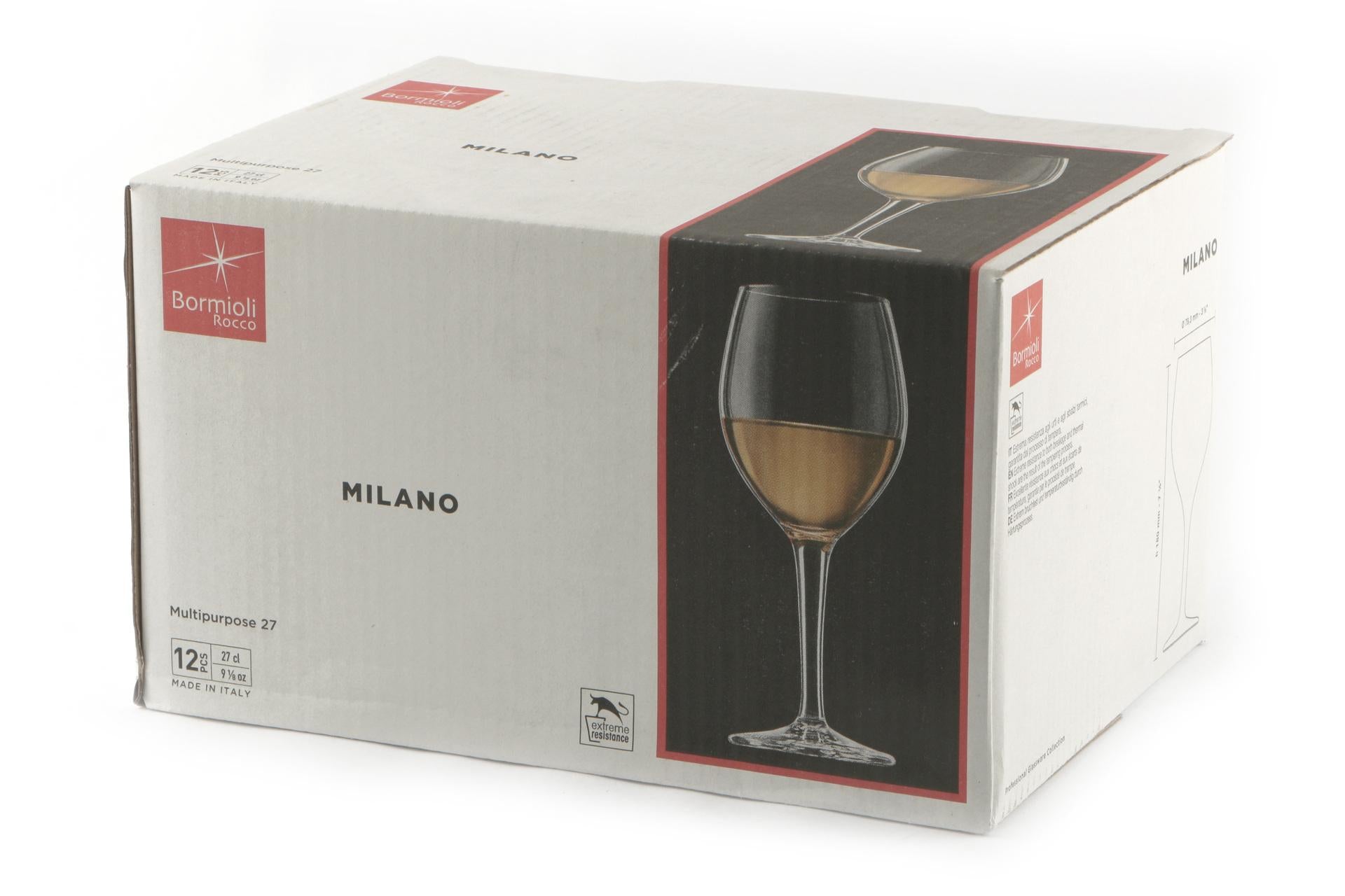 Bormioli Rocco Milano Set 12 Calici Multiuso 27 cl - H.18 cm In Vetro Temperato - Set 12 Pz 3