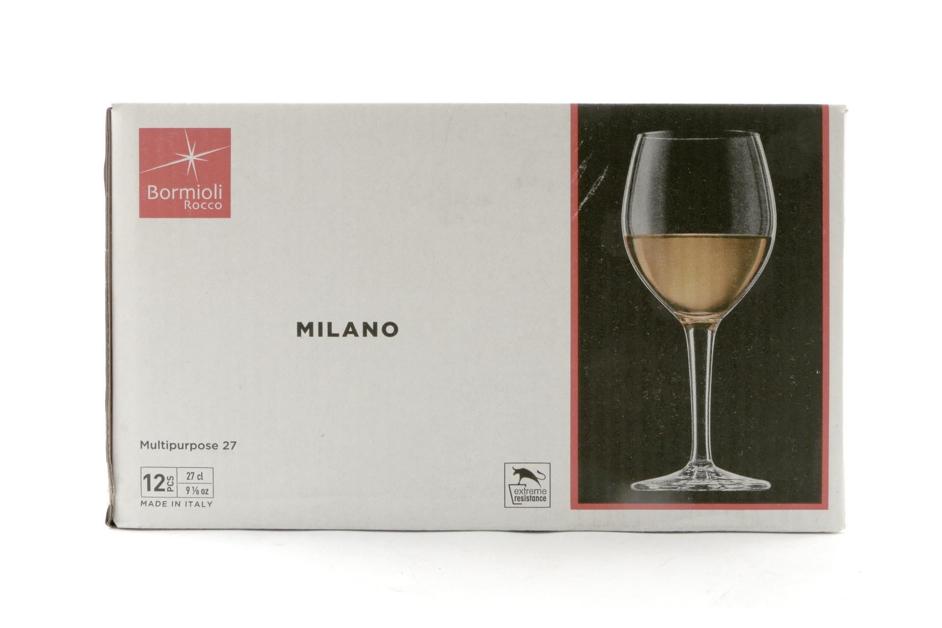 Bormioli Rocco Milano Set 12 Calici Multiuso 27 cl - H.18 cm In Vetro Temperato - Set 12 Pz 4