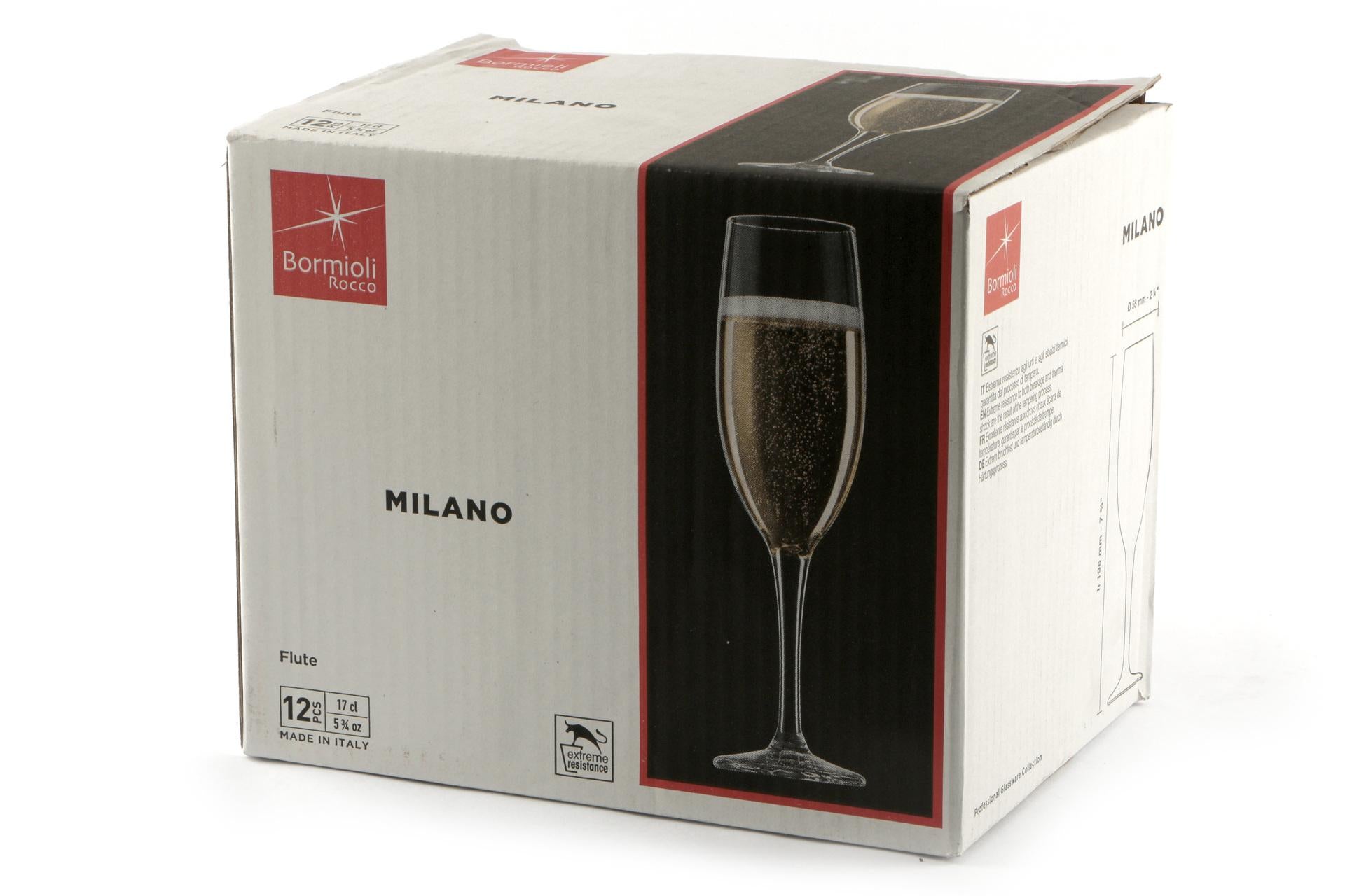 Bormioli Rocco Milano Set 12 Calici Flute 17 cl - H.19.6 cm In Vetro Temperato - Set 12 Pz 4