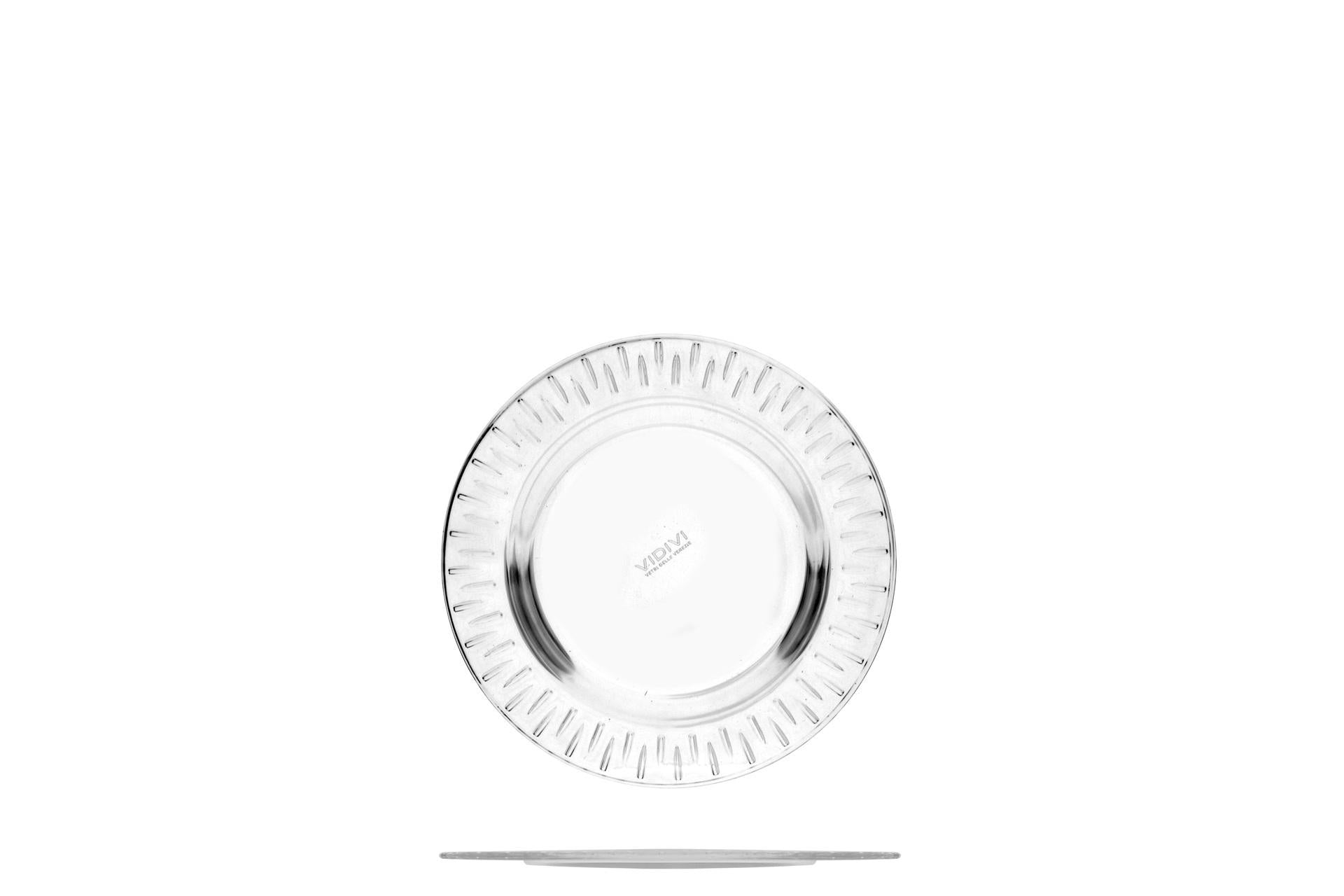 Vetrerie Riunite Murano Lance Piatto Pane Ø15 cm - Sottopiatto In Vetro Trasparente - Set 24 Pz