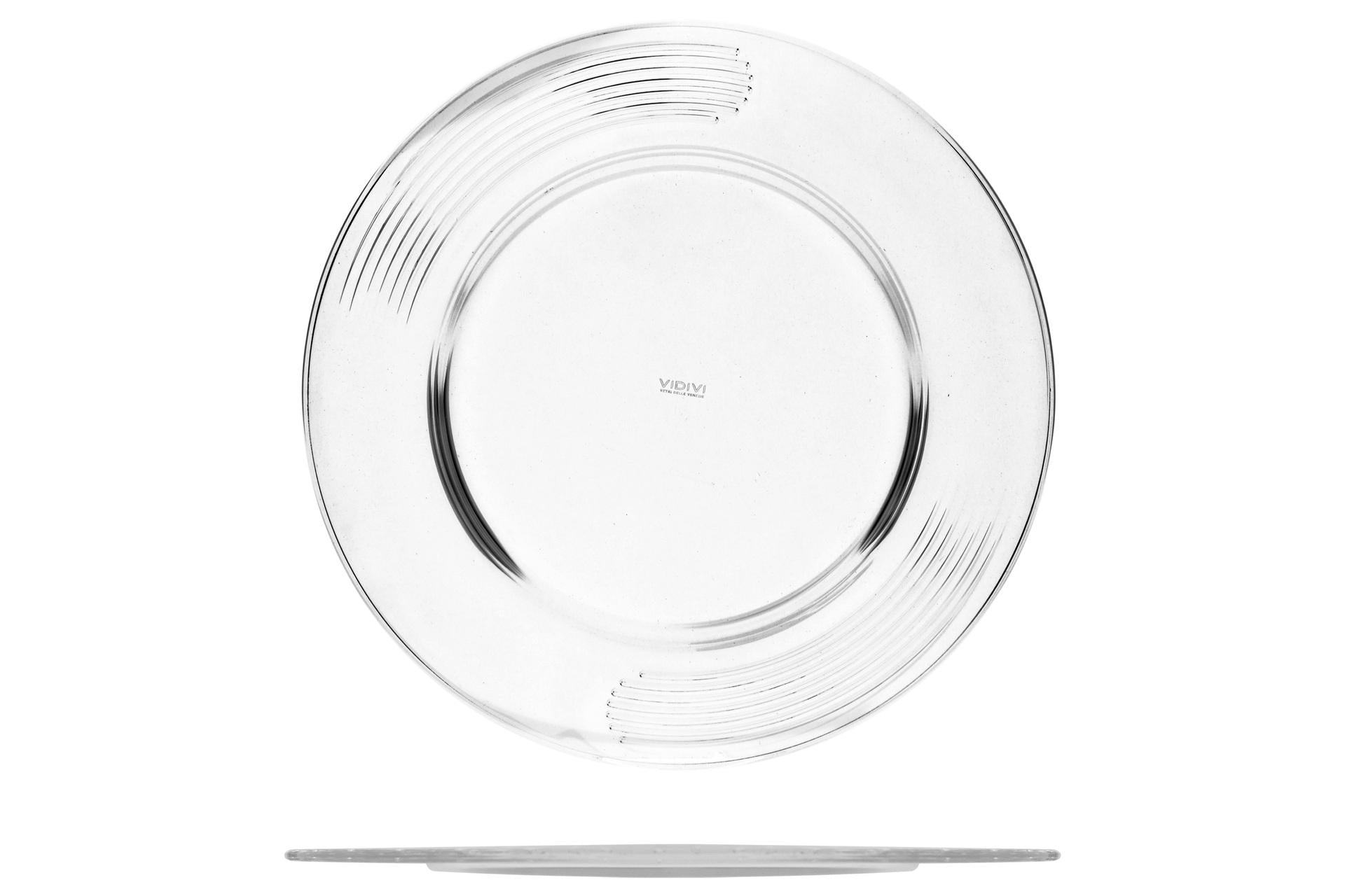 Vetrerie Riunite Murano Graffio Sottopiatto Ø32 cm In Vetro Trasparente - Set 12 Pz