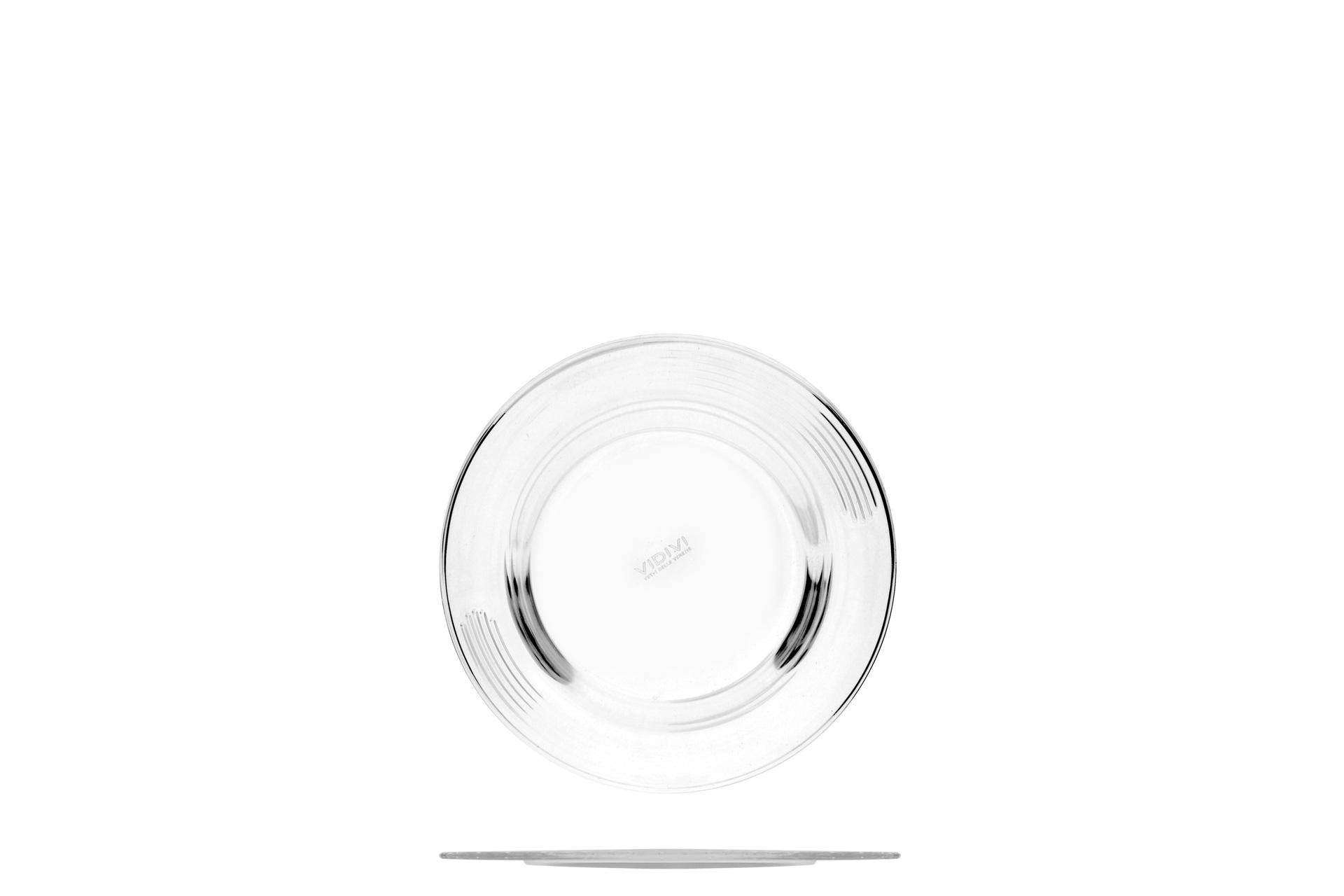 Vetrerie Riunite Murano Graffio Piatto Pane Ø15 cm - Sottopiatto In Vetro Trasparente - Set 24 Pz