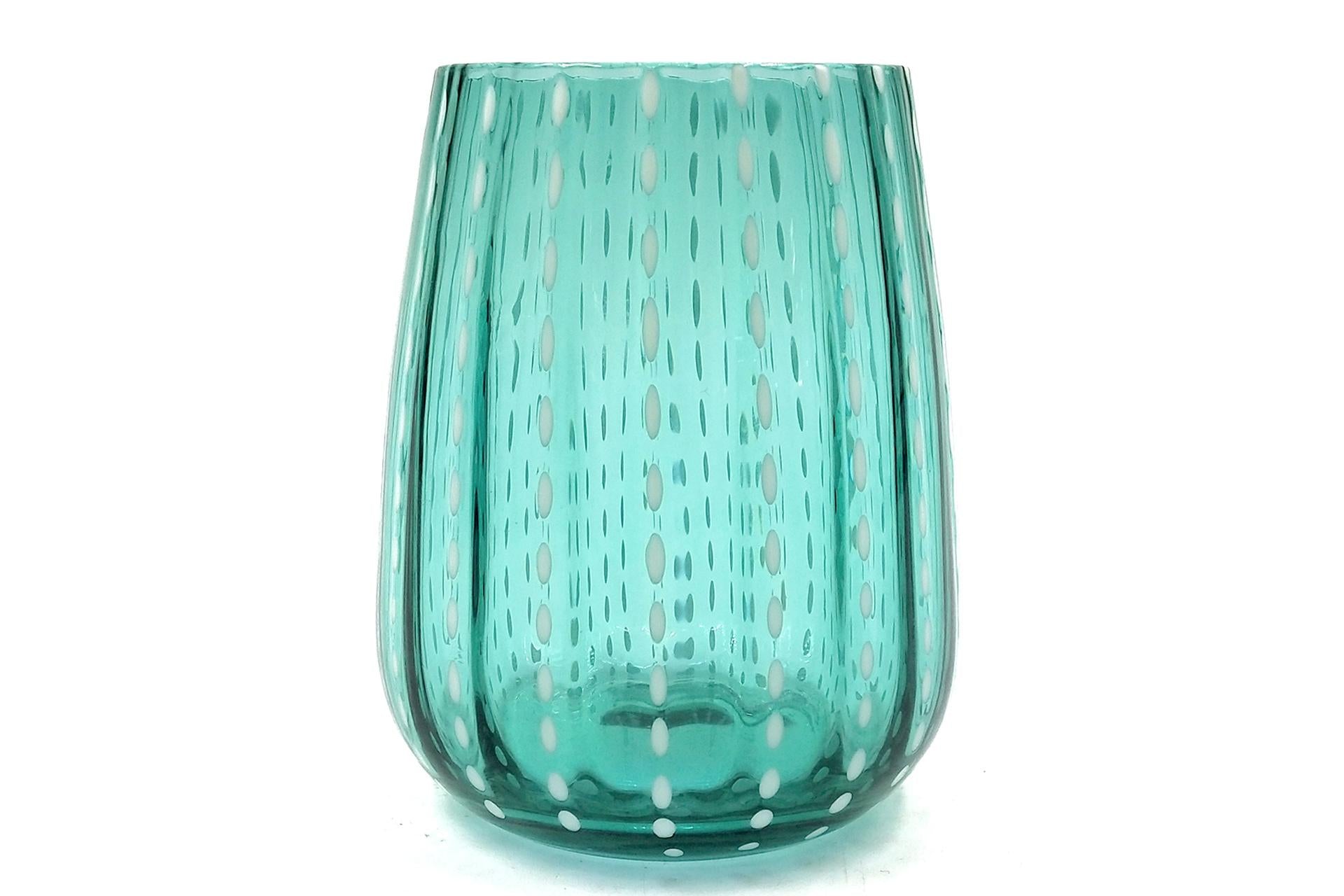 Import Tavola Professional Perlage Bicchiere Acqua 36 cl In Vetro Acquamarina Soffiato a Bocca - Set 6 Pz