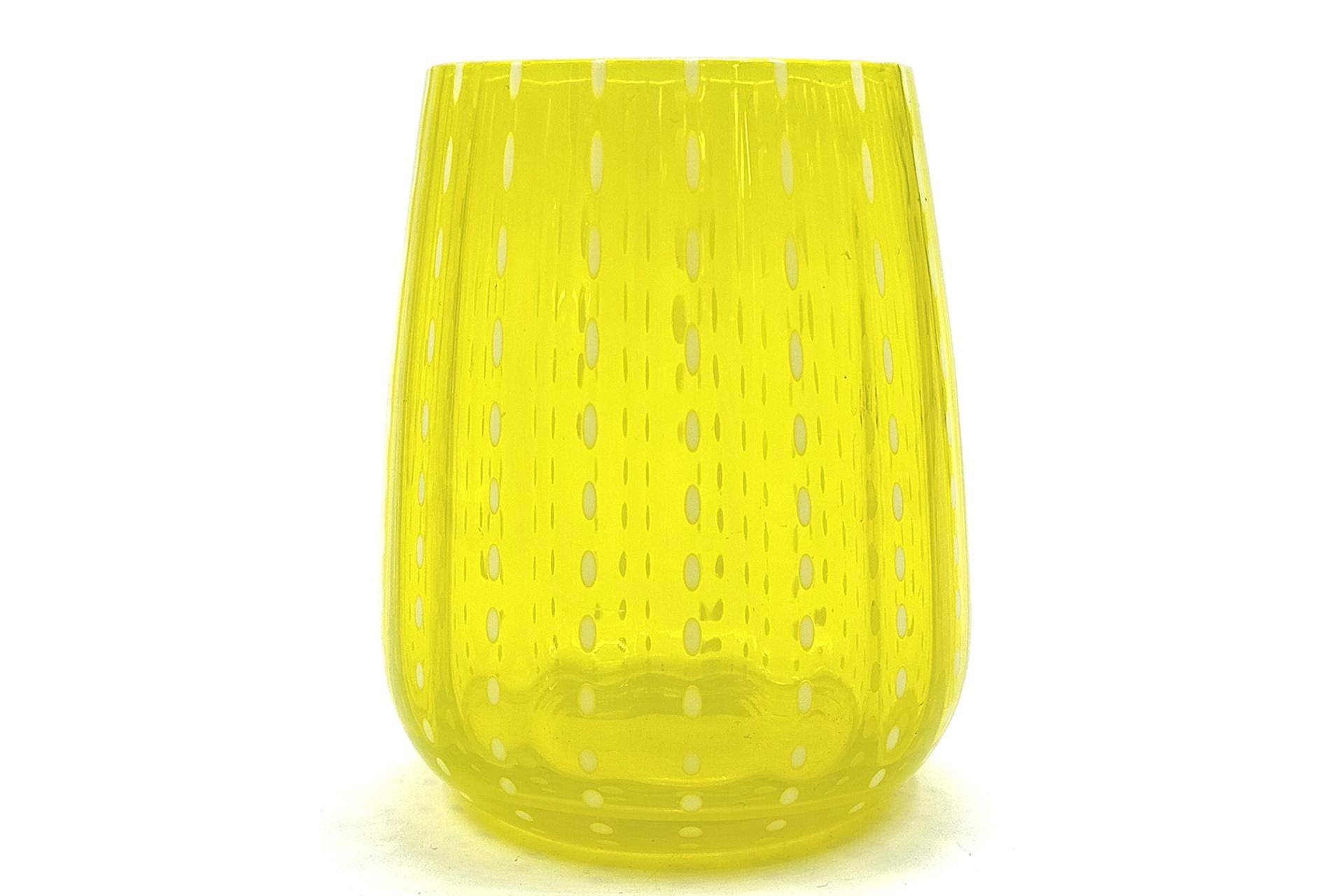 Import Tavola Professional Perlage Bicchiere Acqua 36 cl In Vetro Giallo Soffiato a Bocca - Set 6 Pz