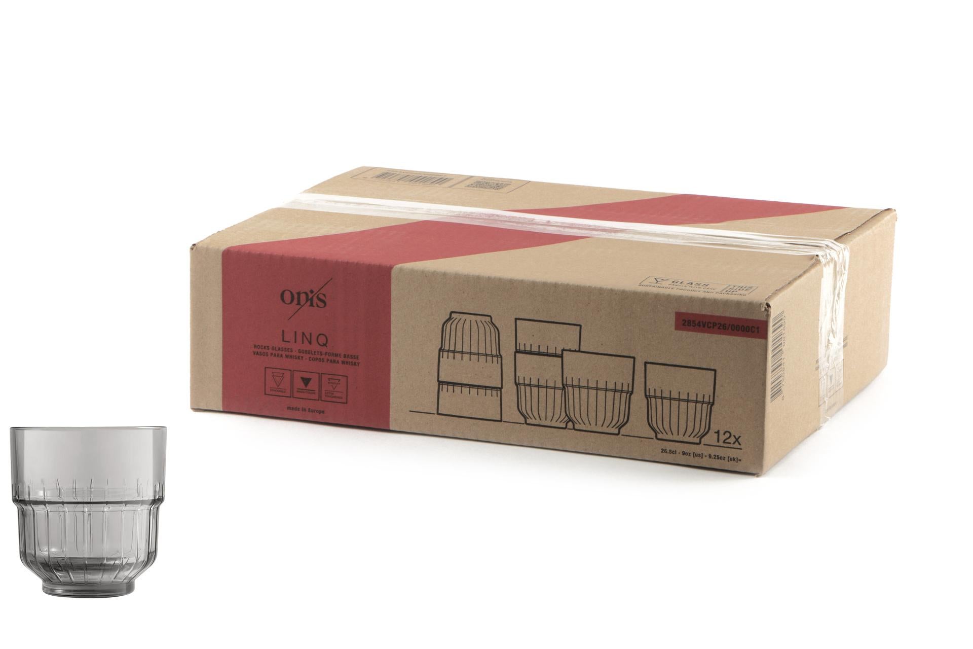 Bicchieri Rocks Temperati 26.6 cl - Set di 12 LinQ Fumé Infrangibili e Impilabili