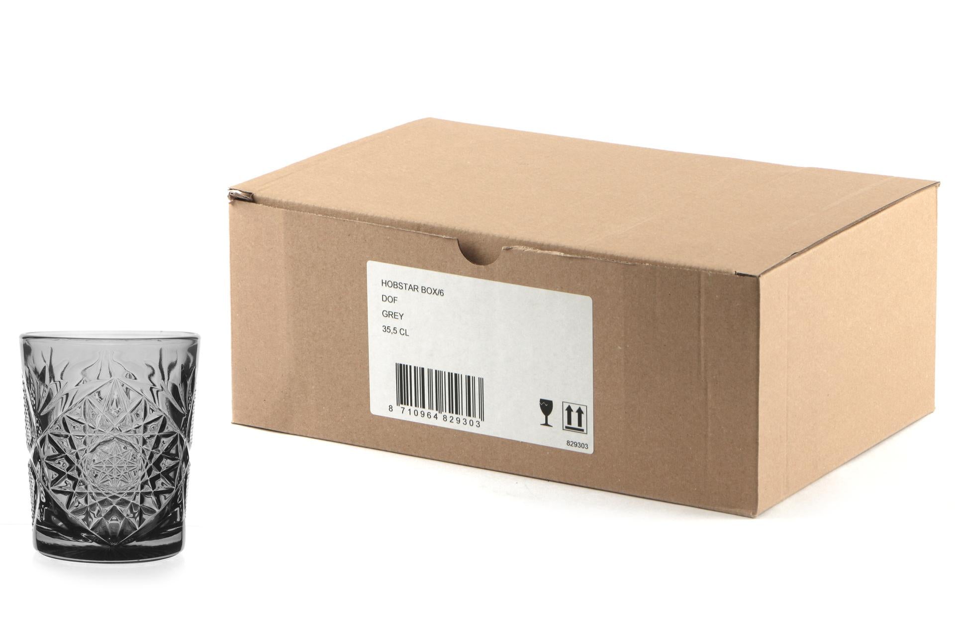 Hobstar Grey Bicchiere DOF 35.5 cl - Design Vintage Chic In Vetro Tagliato - Set 6 Pz