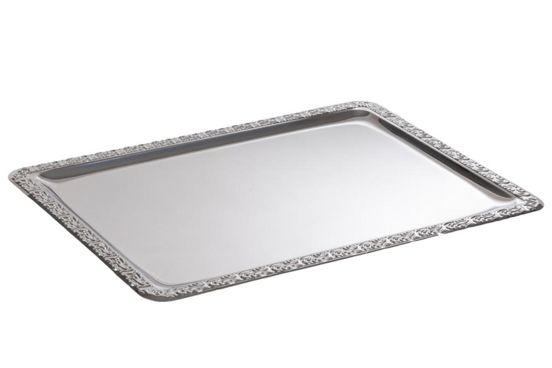 APS Schoner Essen Vassoio da Servizio Inox H.1 cm - 50 x 36 cm In Acciaio Inox