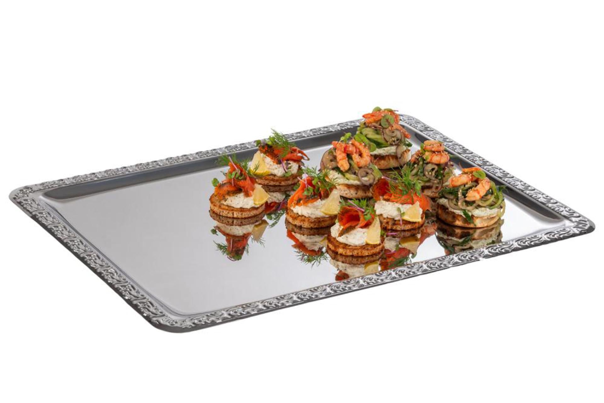 APS Schoner Essen Vassoio da Servizio Inox H.1 cm - 50 x 36 cm In Acciaio Inox
