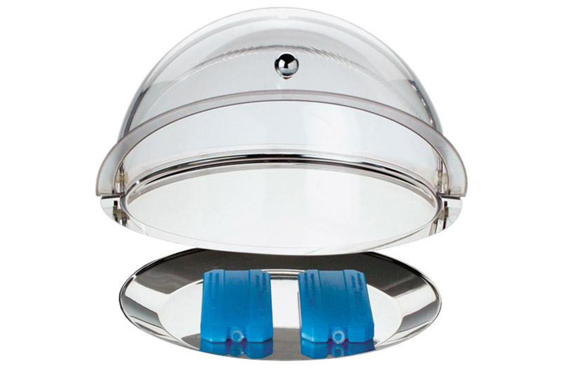APS Thermo-Set Vassoio Refrigerante Inox Con Cupola Rolltop - 38 x 24 cm (Set Completo)