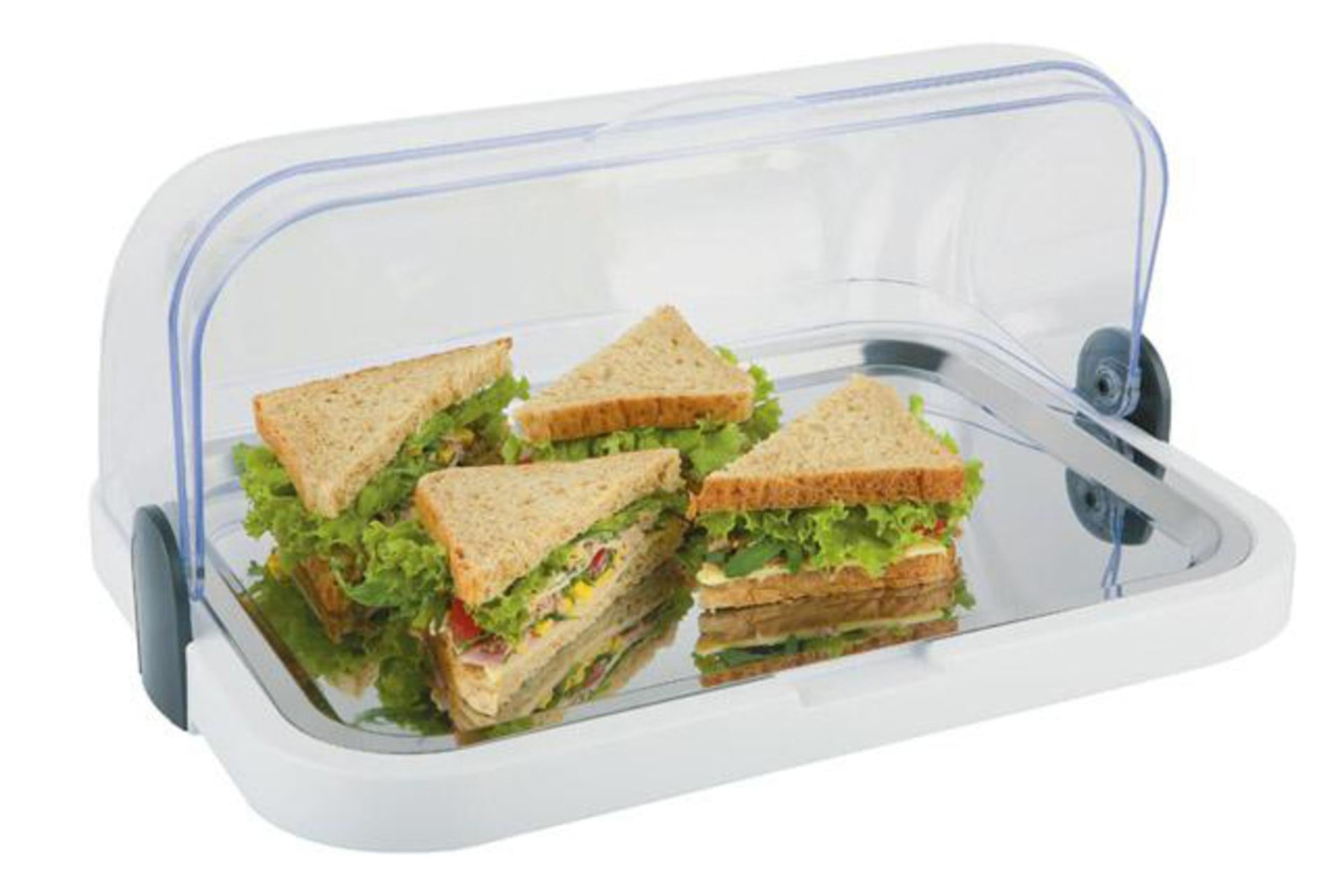APS Vetrinetta da Banco Bianca - 44 x 32 x 20.5 cm Con Vassoio Inox 39 x 28 cm