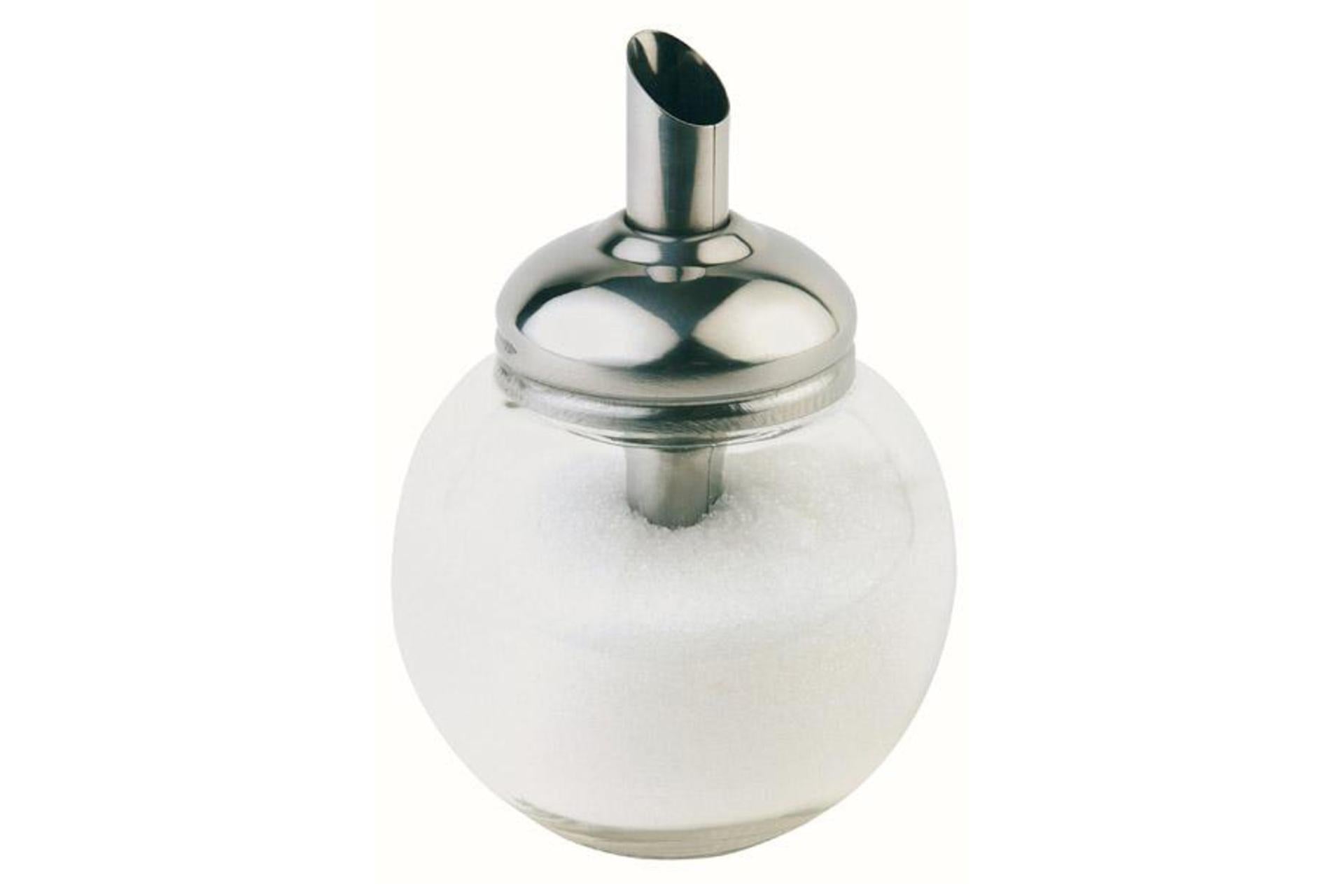 APS Dosazucchero Rotondo 150 ml - Ø8.4 cm H.12 cm In Vetro e Acciaio Inox